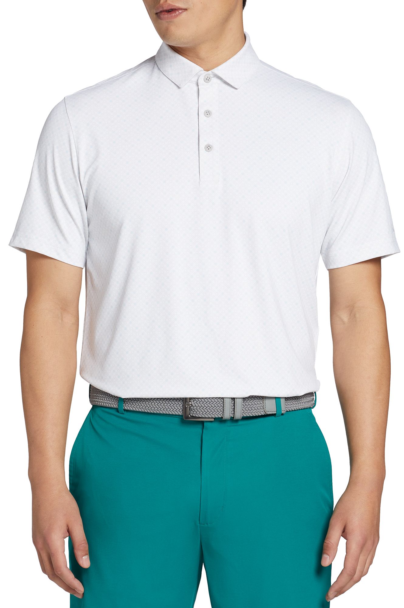 Walter Hagen Men's Performance 11 Woven Divot Printed Short Sleeve Golf Polo