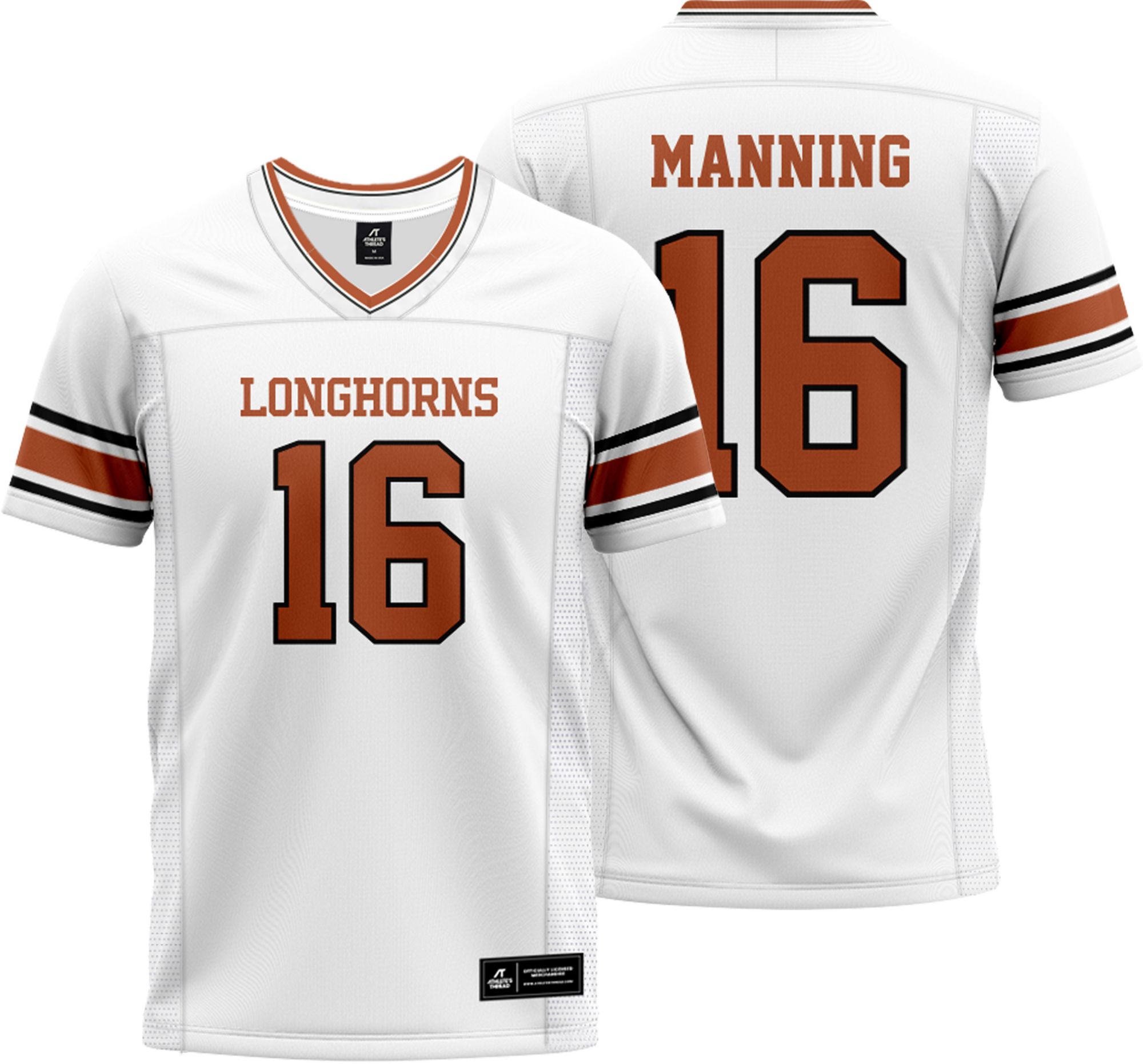 Athlete's Thread Men's Texas Longhorns Arch Manning #16 White Football Jersey