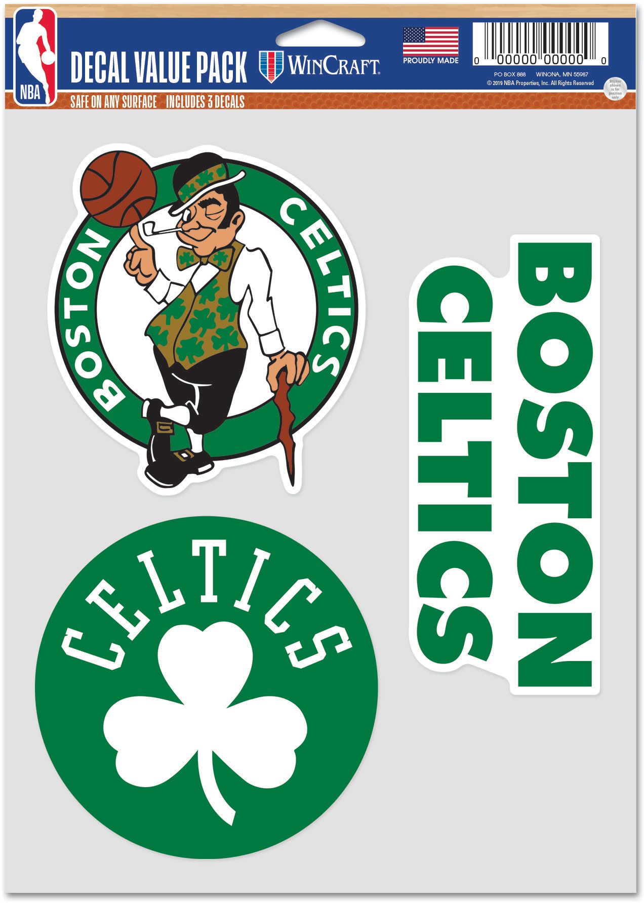 WinCraft Boston Celtics 3 Pack Decal Set
