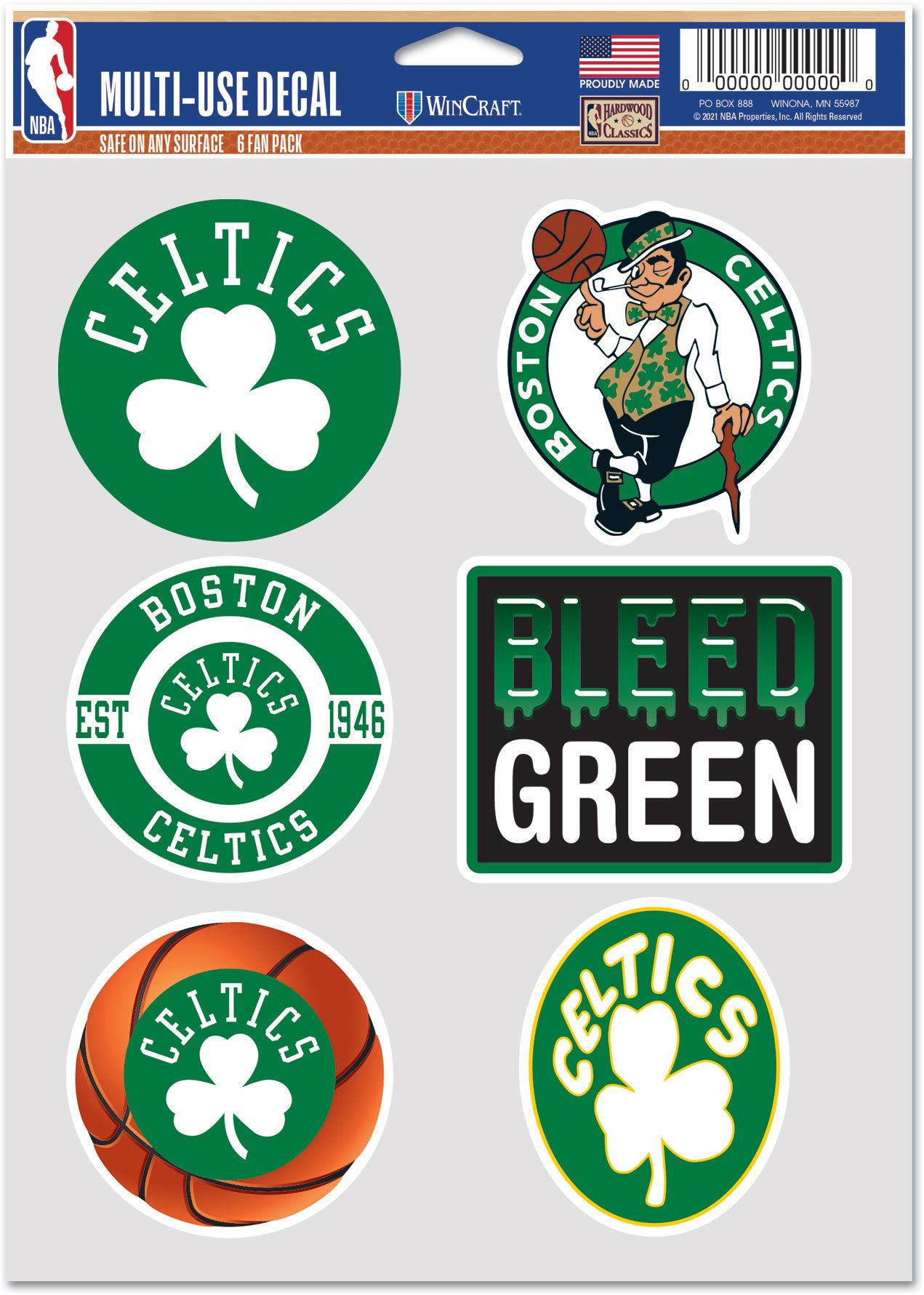 WinCraft Boston Celtics 6 Pack Decal Set