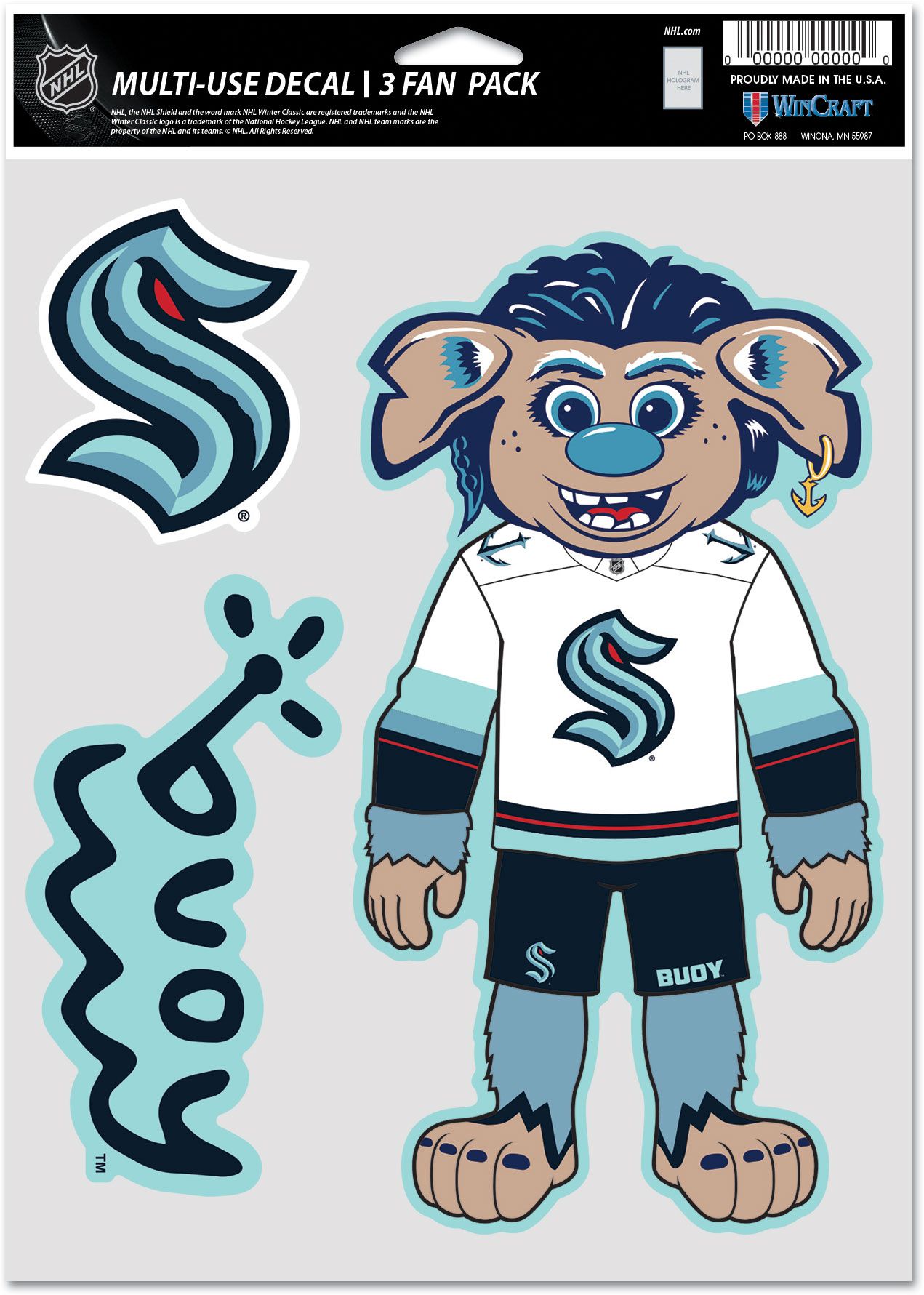 WinCraft Seattle Kraken 3-Pack Decal