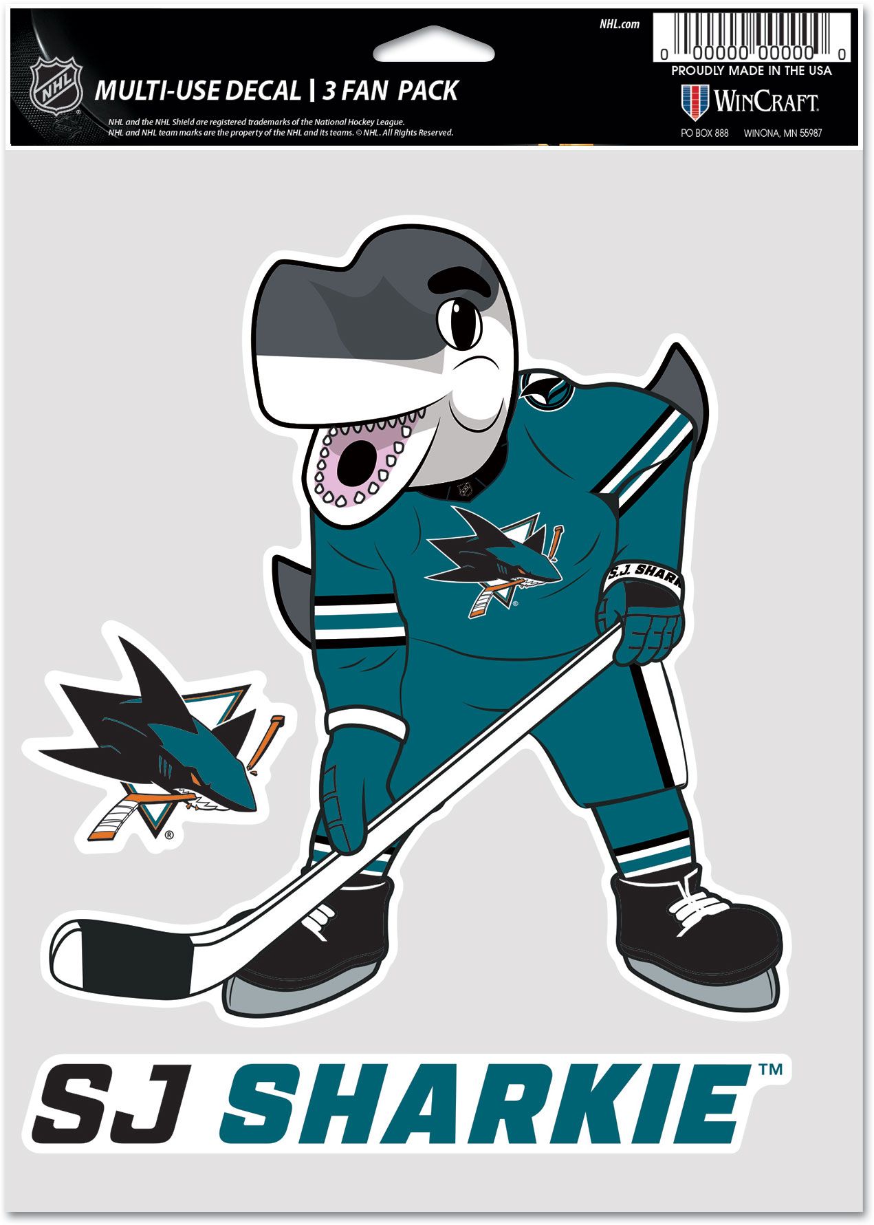 WinCraft San Jose Sharks 3-Pack Decal