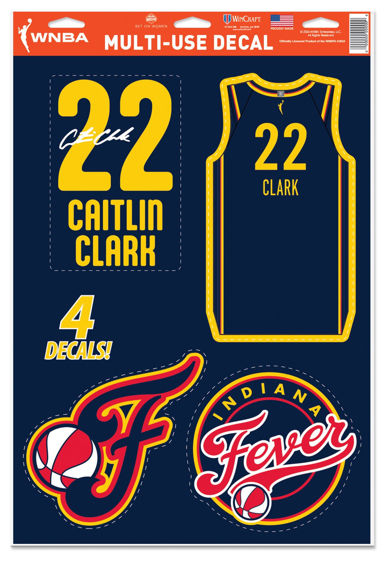 WinCraft Indiana Fever Caitlin Clark Player Decals