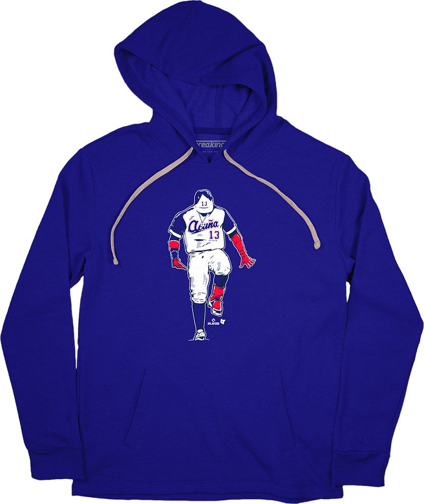 BreakingT Men's Atlanta Braves Ronald Acuña Jr. Blue Pullover Hoodie