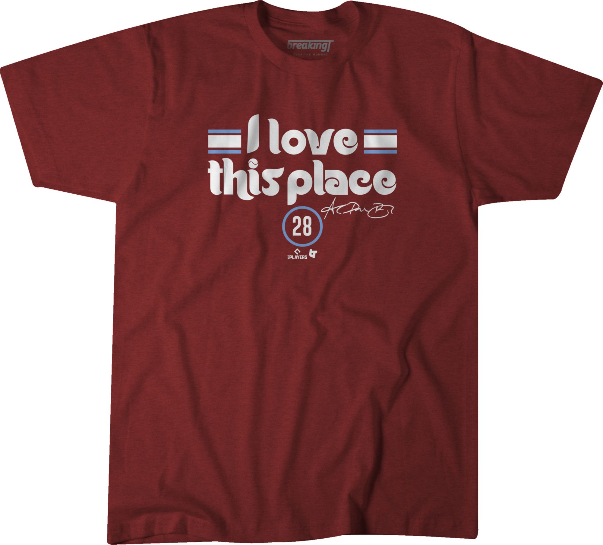 BreakingT Men's Philadelphia Phillies Red Alex Bohm I Love This Place T-Shirt