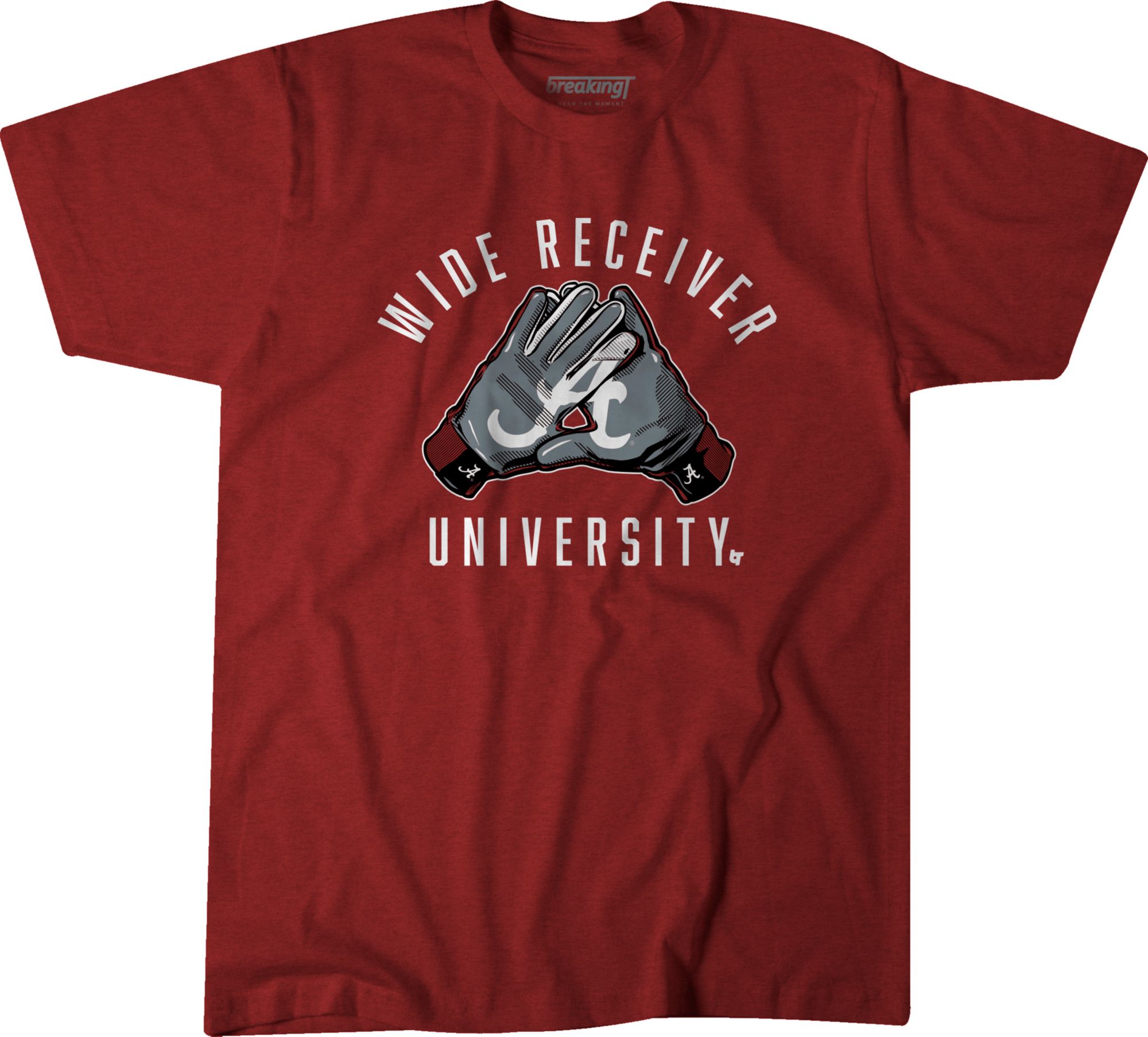BreakingT Adult Alabama Crimson Tide Crimson 'Wide Reciever University' T-Shirt