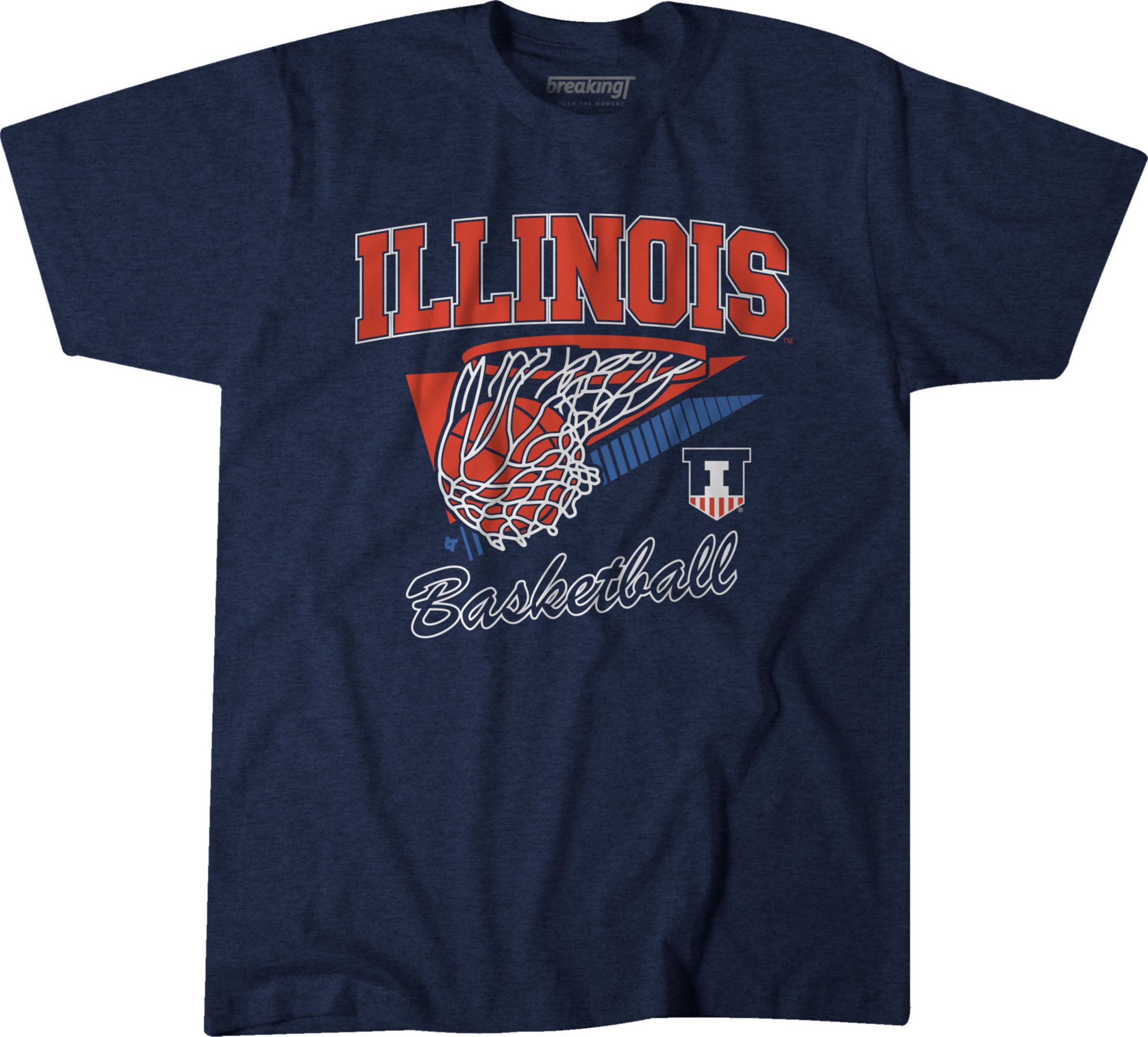 BreakingT Adult Illinois Fighting Illini Blue Basketball Wordmark T-Shirt