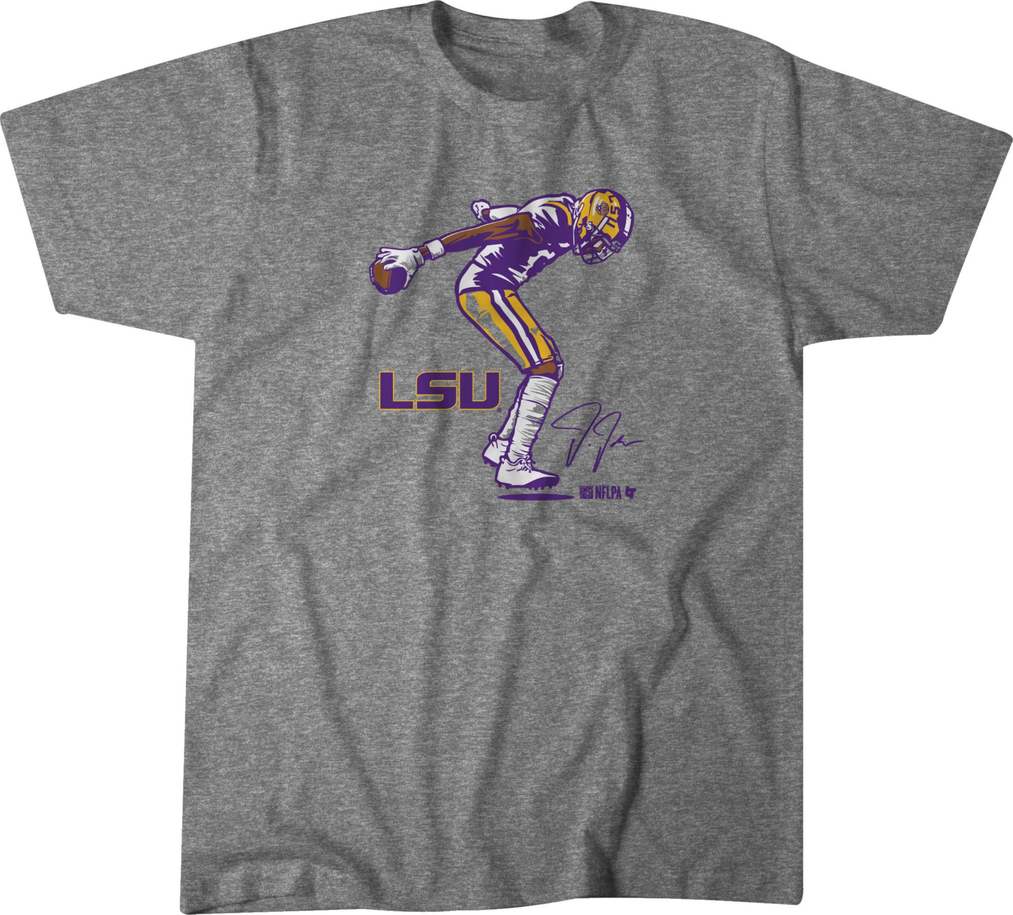 BreakingT Men's LSU Tigers Justin Jefferson Grey 'Superstar' T-Shirt