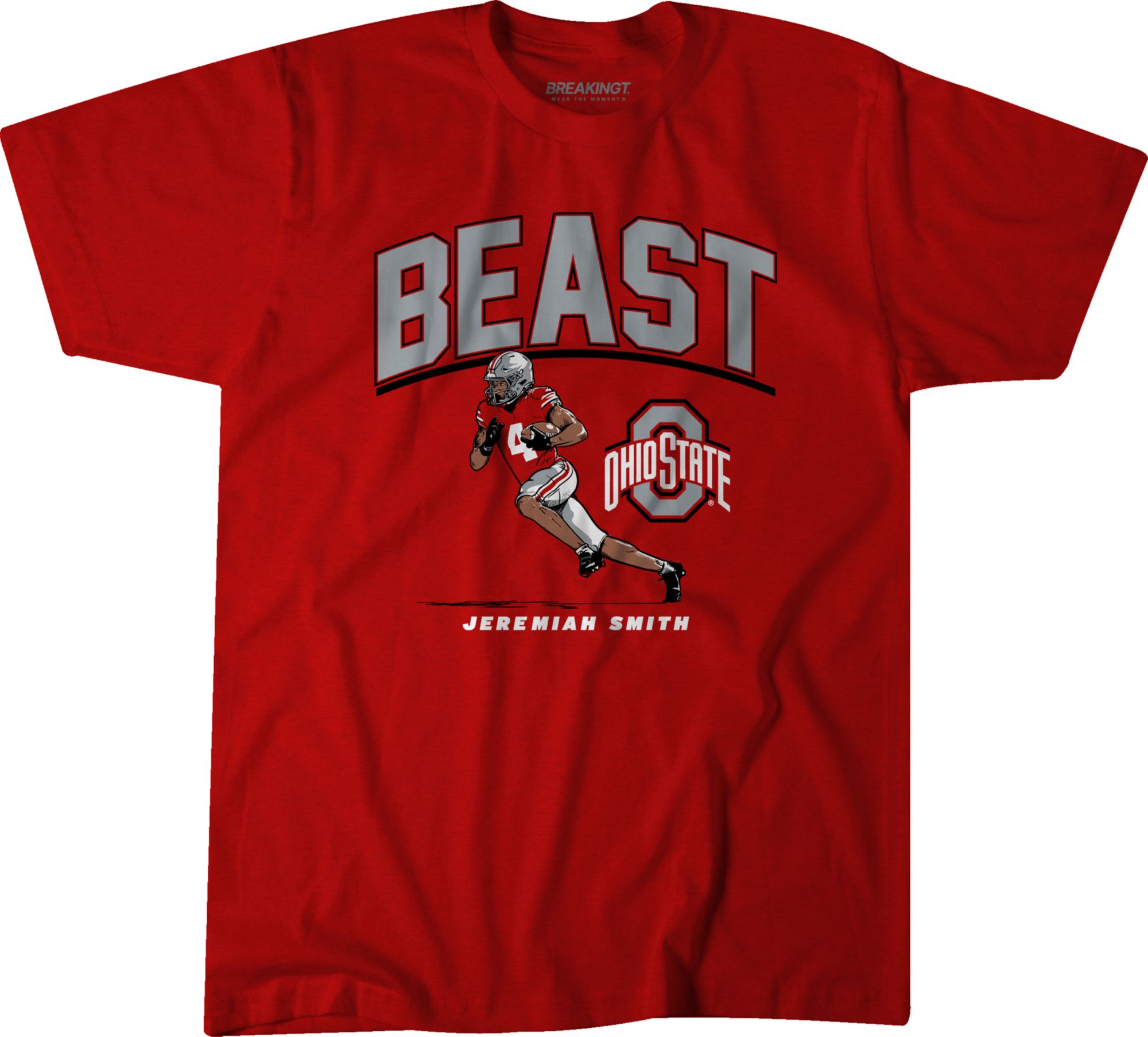 BreakingT Adult Ohio State Buckeyes Scarlet Beast Jeremiah Smith T-Shirt