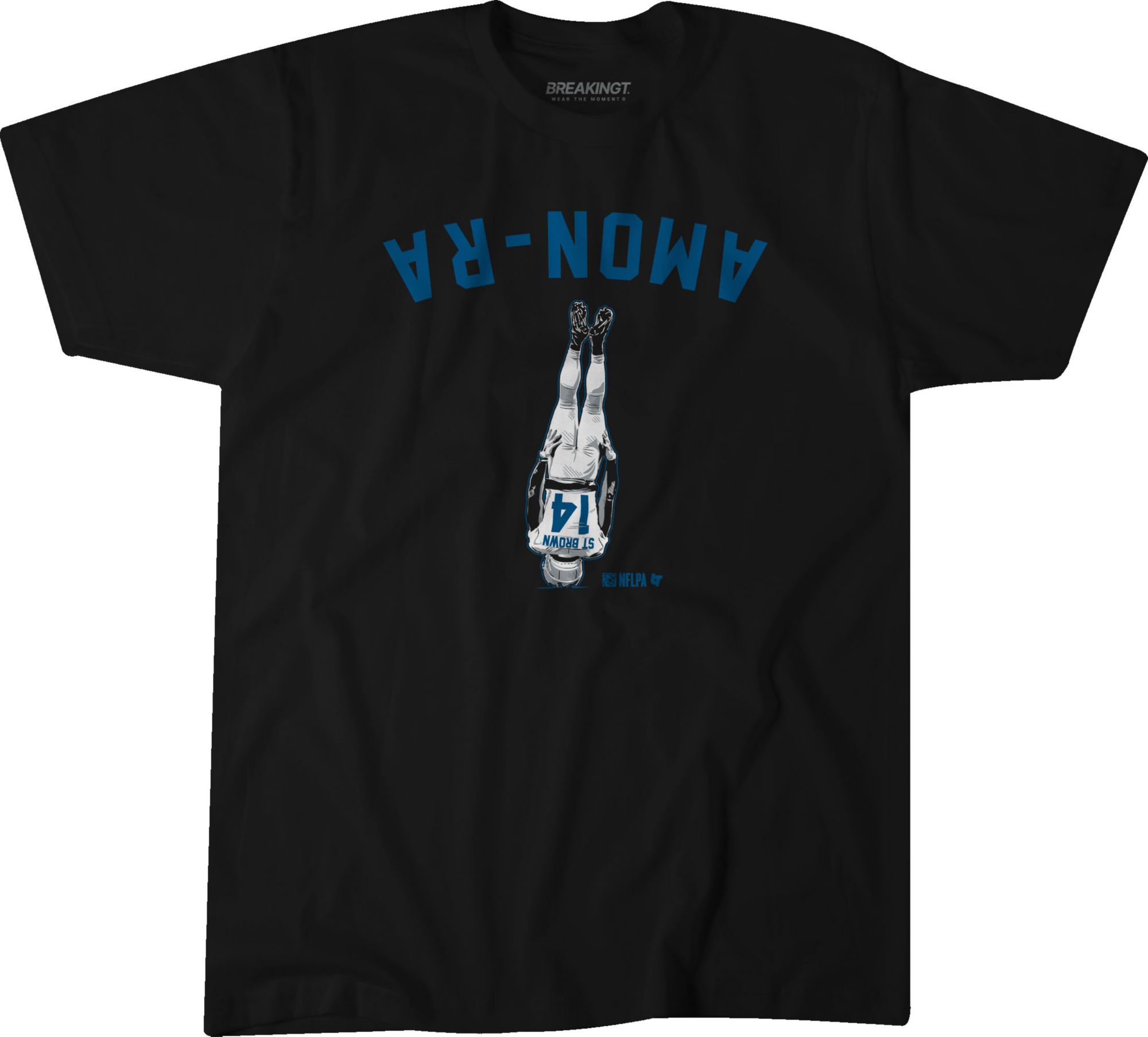 BreakingT Men's Detroit Lions Amon-Ra St. Brown Black Upside Down T-Shirt
