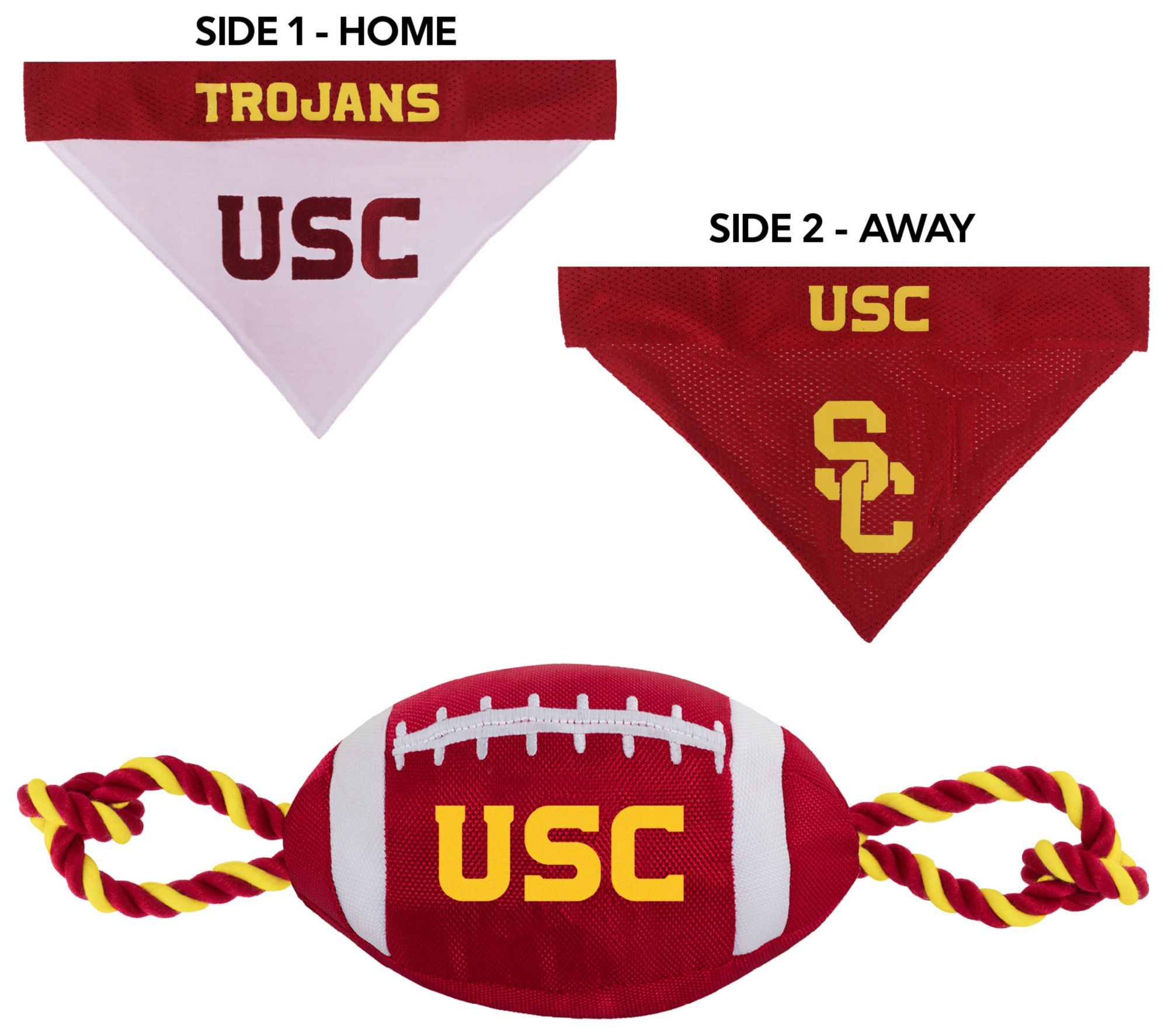 Pets First USC Trojans Bandana and Rope Toy Set