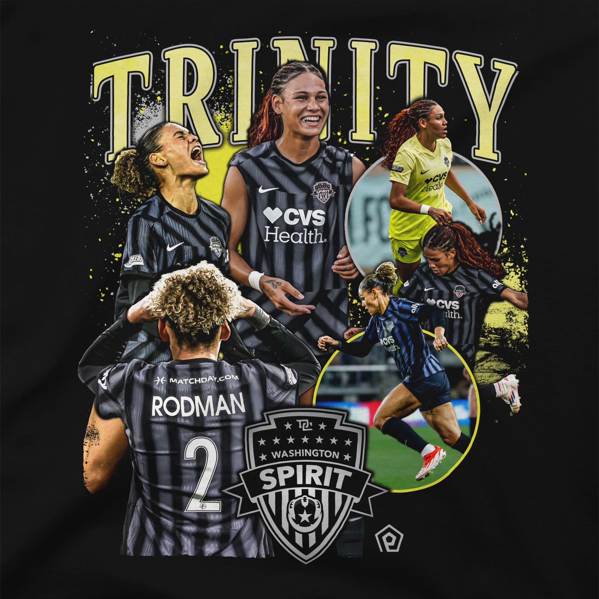 Stadium Essentials Adult Washington Spirit Trinity Rodman Crossroad Black T-Shirt