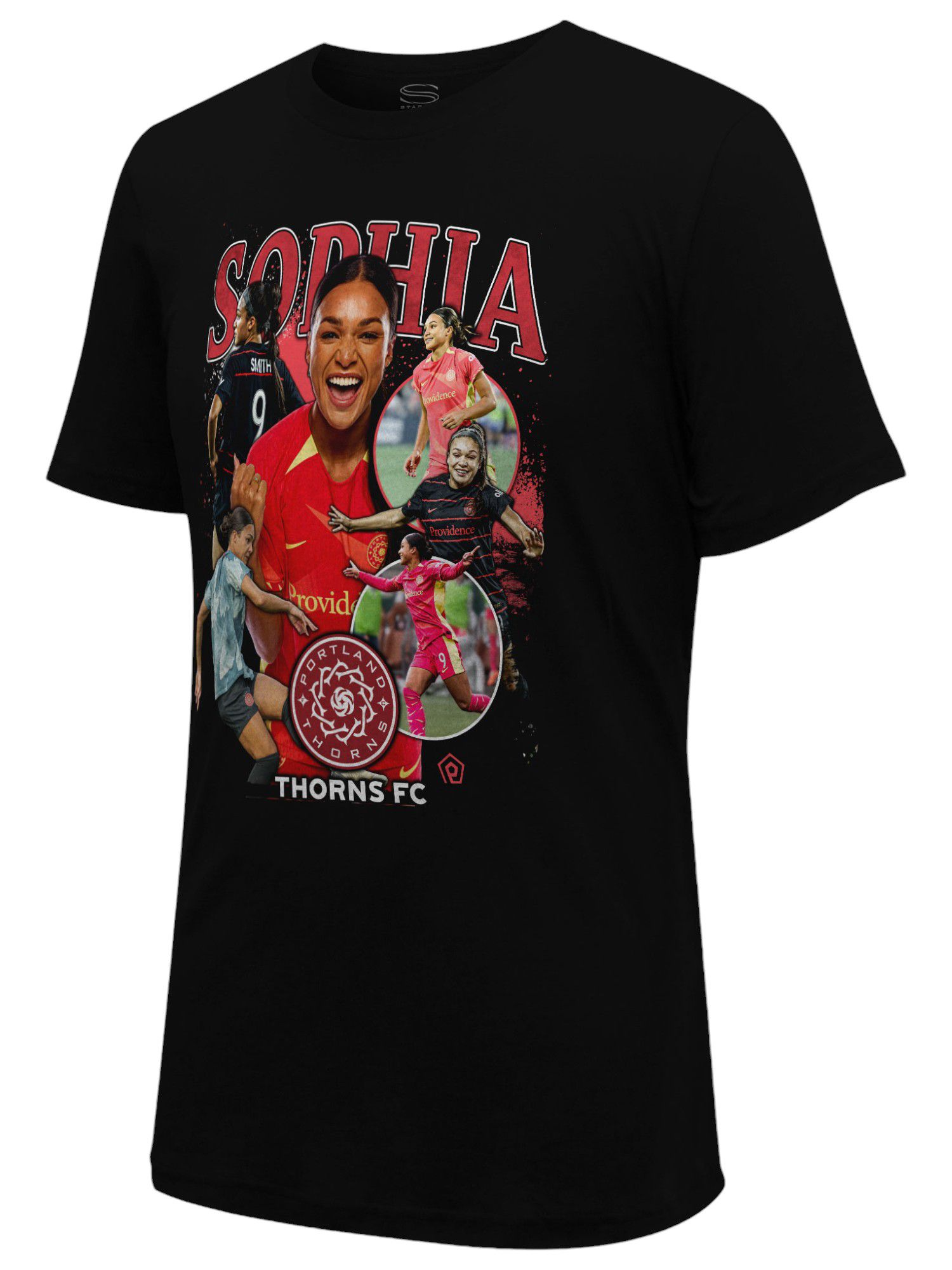 Stadium Essentials Adult Portland Thorns Sophia Smith #9 Crossroad Black T-Shirt