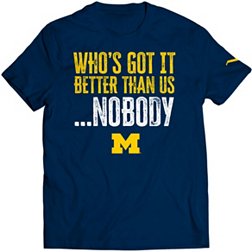 Who's Got it Better Adult Michigan Wolverines Navy T-Shirt