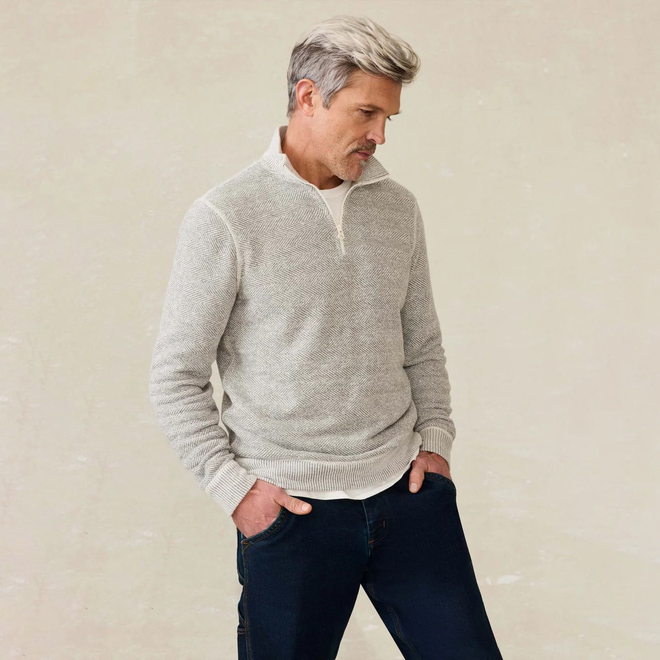 Faherty Men's Whitewater 1/2 Zip Hoodie