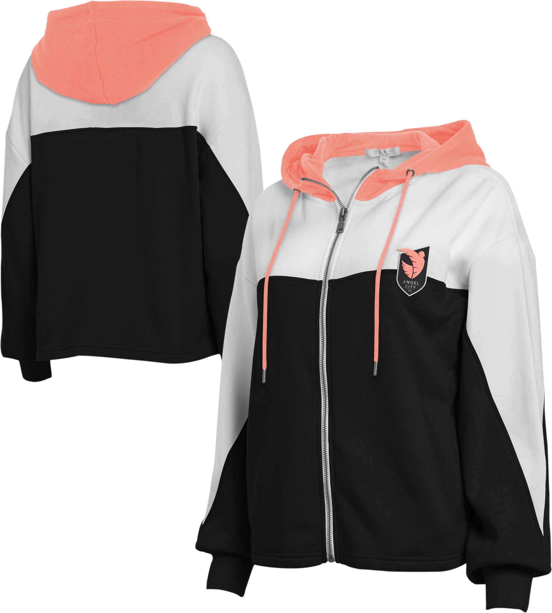 WEAR by Erin Andrews Women's Angel City FC Colorblock Black Full-Zip Hoodie