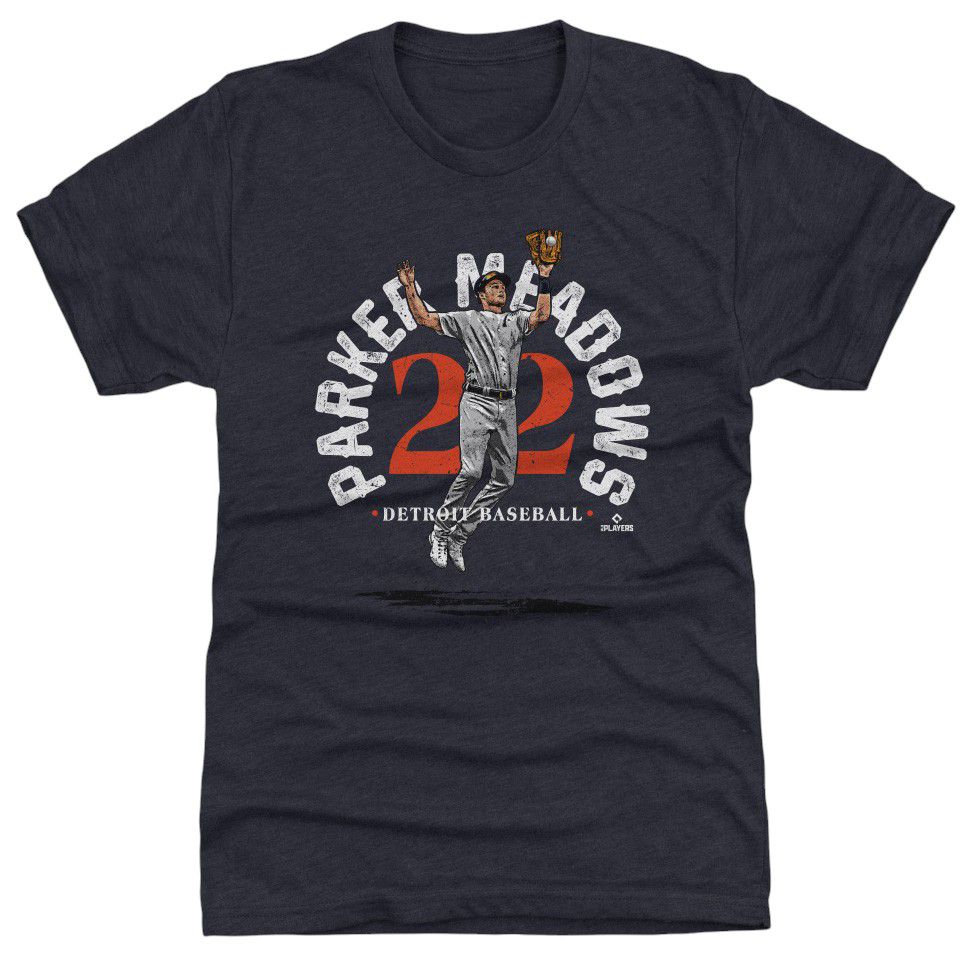 500 LEVEL Adult Detroit Navy Parker Meadows Leap T-Shirt