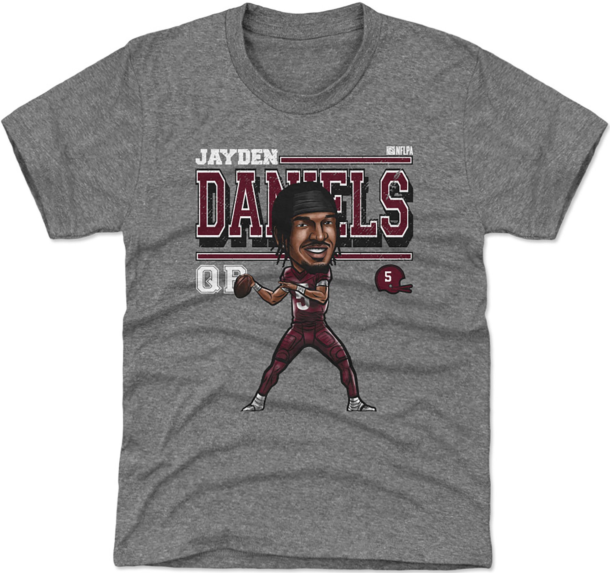 500 LEVEL Youth Washington Commanders Jayden Daniels Cartoon T-Shirt