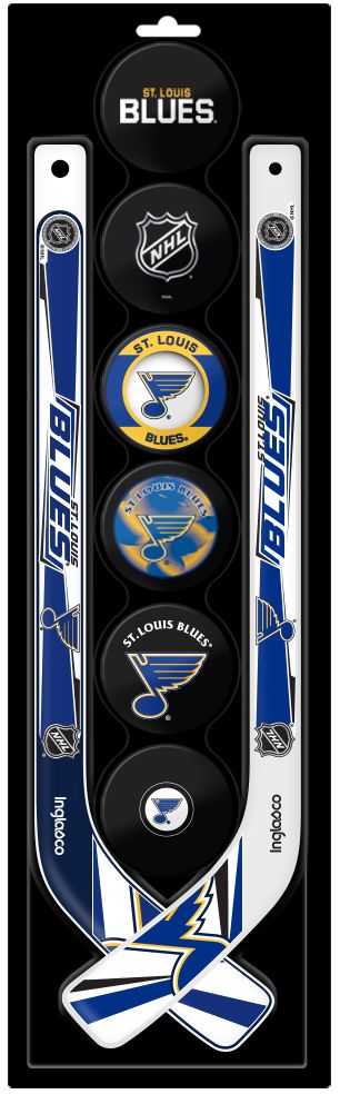 Inglasco Inc. St. Louis Blues Puck And Stick Set 6 Pack