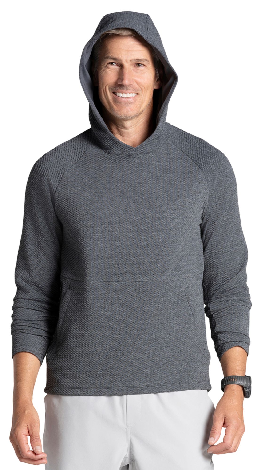 IBKUL Men's Solid Popcorn Stitch Golf Hoodie