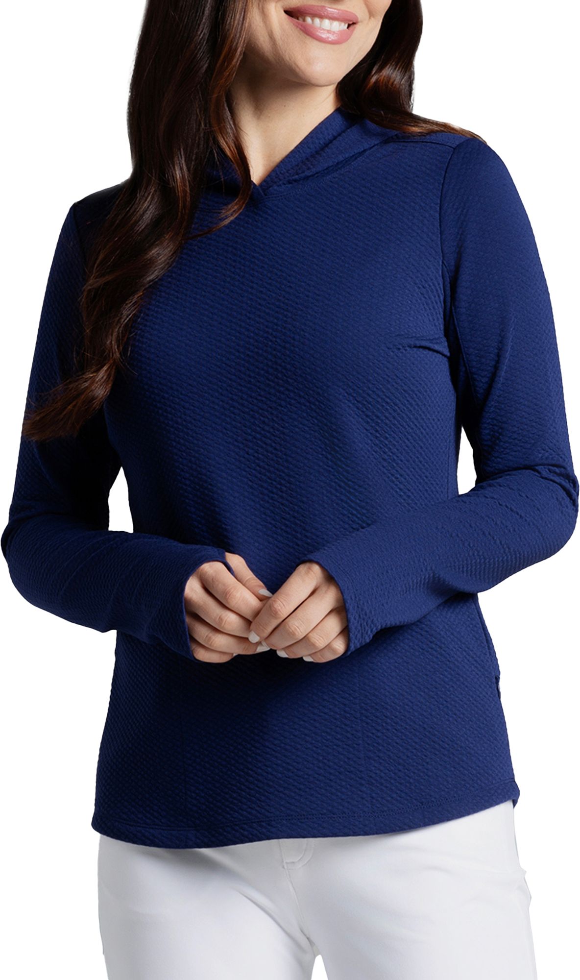 IBKUL Women's Solid Popcorn Stitch Hoody