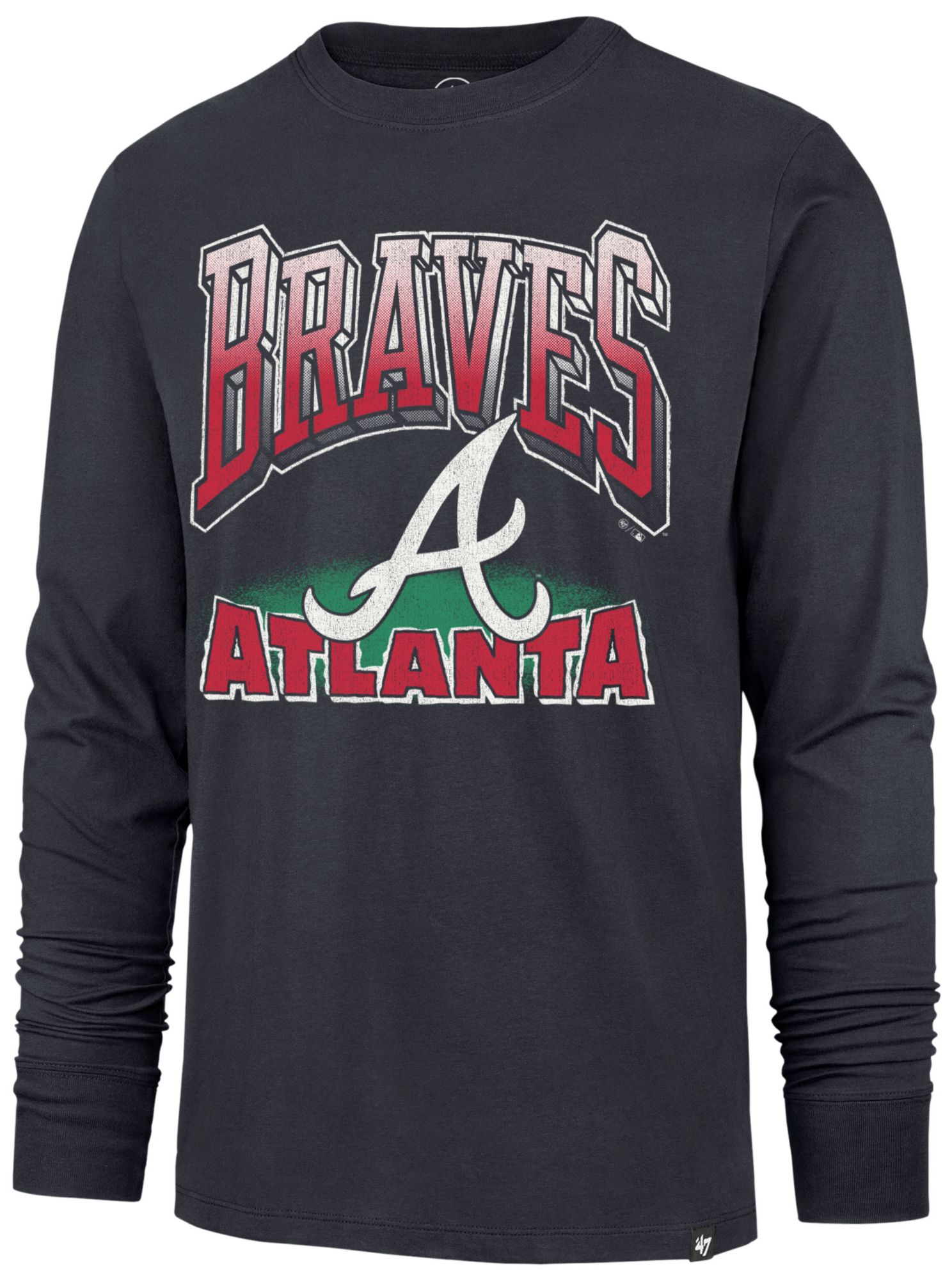 '47 Adult Atlanta Braves Atlas Blue Franklin Alternate Worn Arch Long Sleeve Shirt