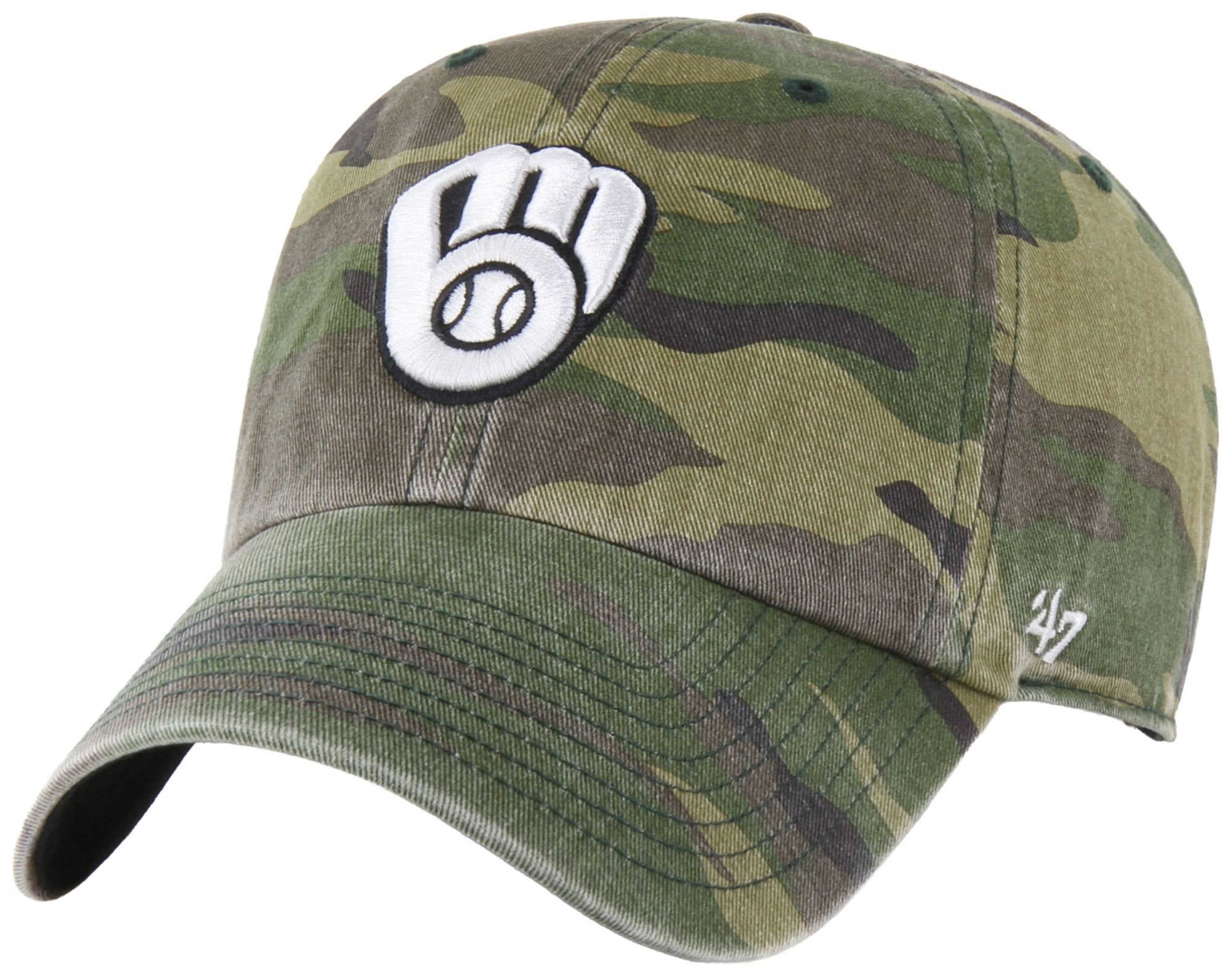 '47 Adult Milwaukee Brewers Camo Clean Up Adjustable Hat