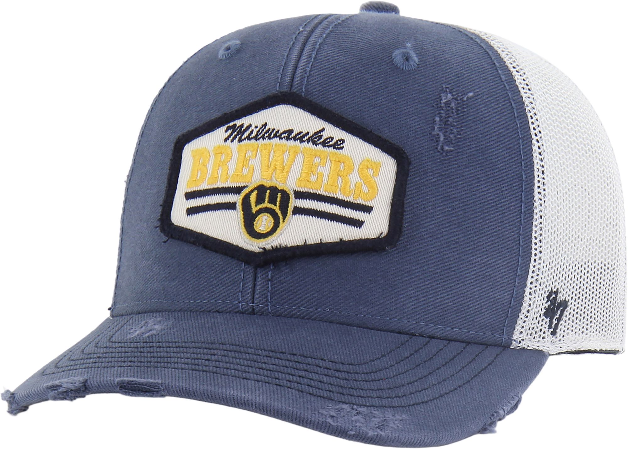 '47 Adult Milwaukee Brewers Navy Salvage Adjustable Trucker Hat