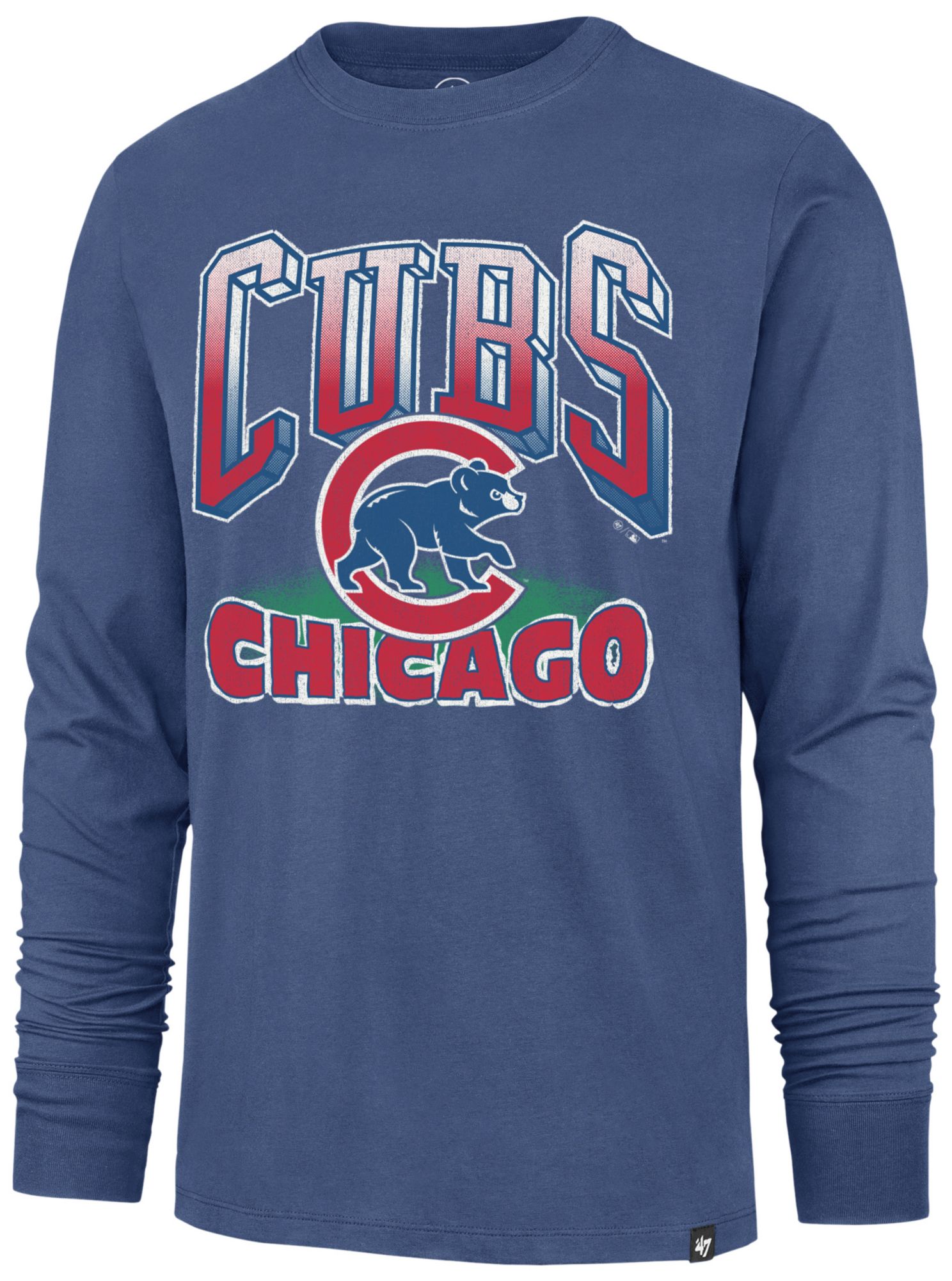 '47 Adult Chicago Cubs Blue Franklin Alternate Worn Arch Long Sleeve Shirt