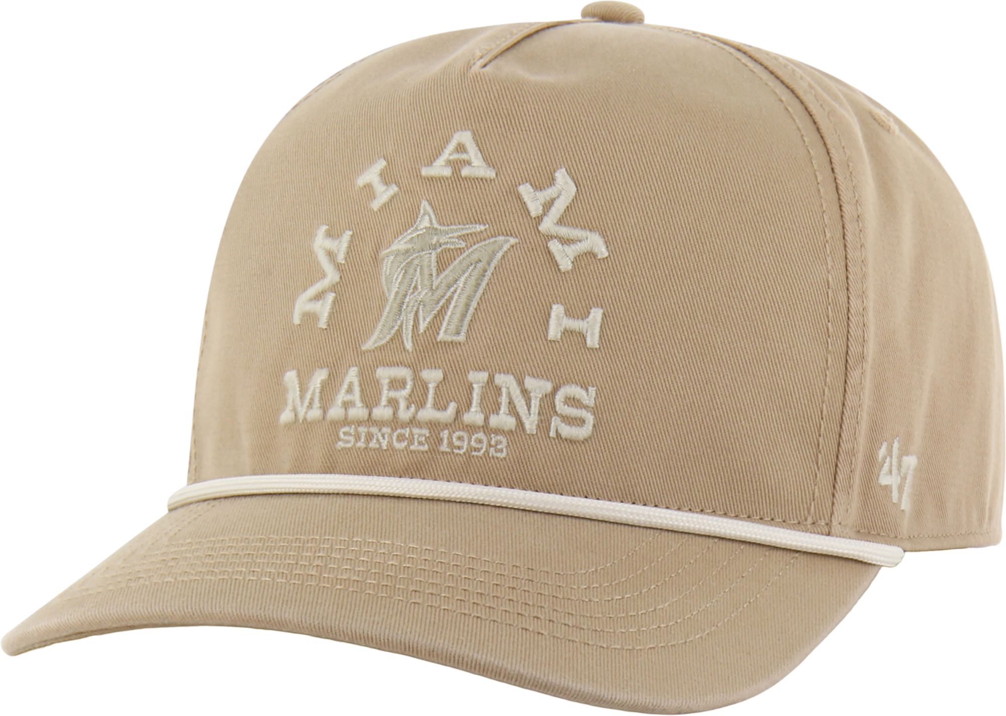 '47 Adult Miami Marlins Khaki Ranchero Hitch Adjustable Hat