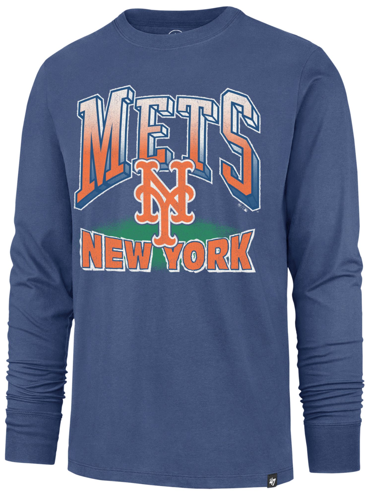 '47 Adult New York Mets Blue Franklin Alternate Worn Arch Long Sleeve Shirt