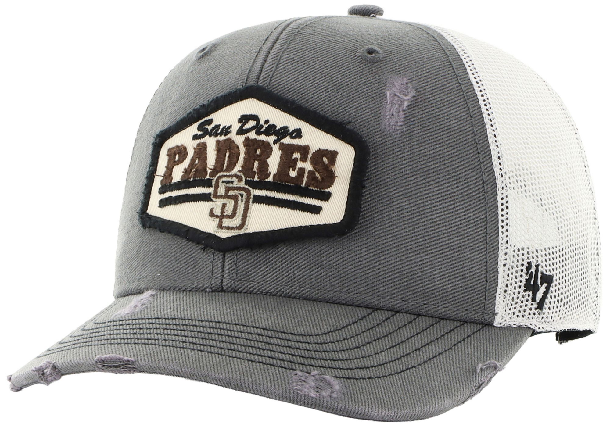 '47 Adult San Diego Padres Black Salvage Adjustable Trucker Hat