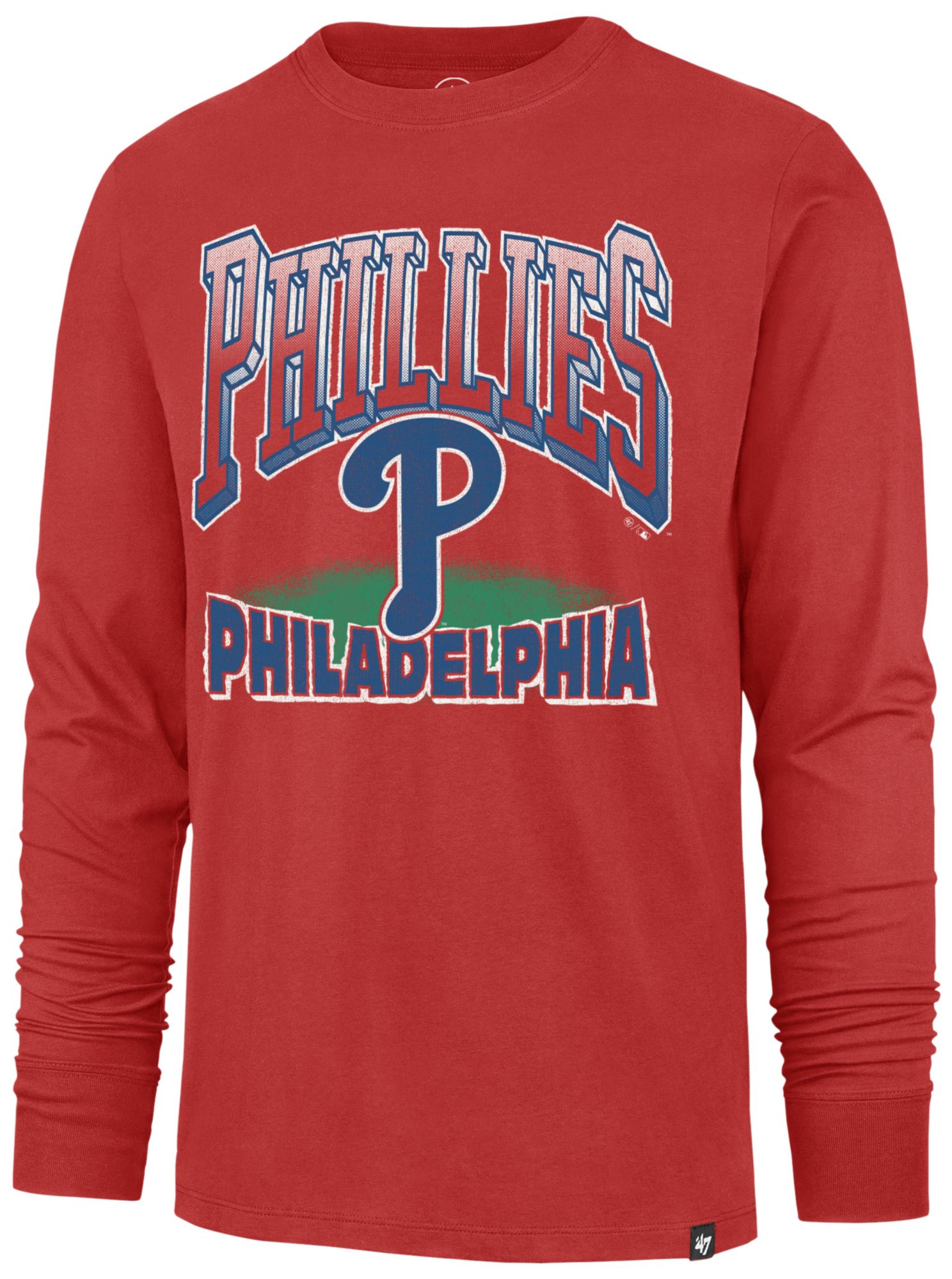 '47 Adult Philadelphia Phillies Red Franklin Alternate Worn Arch Long Sleeve Shirt