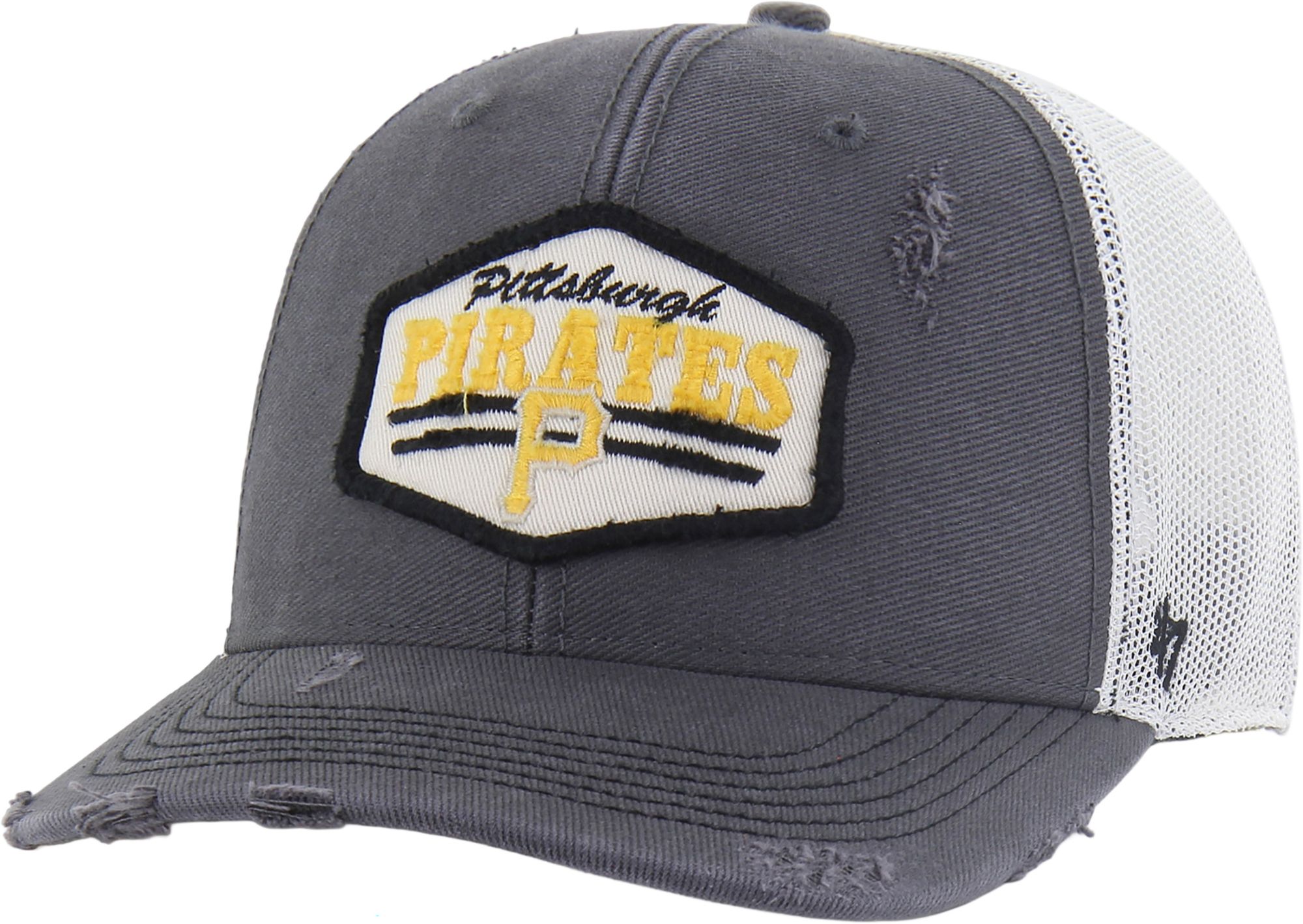 '47 Adult Pittsburgh Pirates Black Salvage Adjustable Trucker Hat