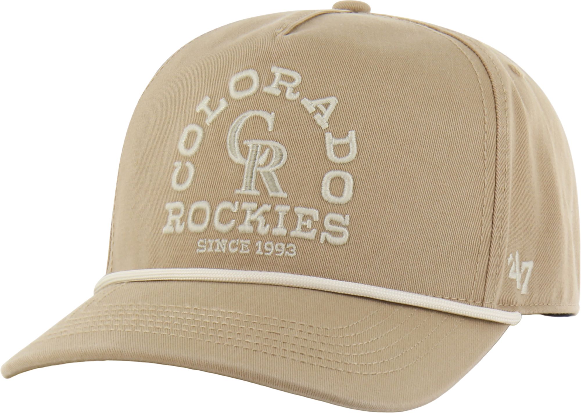'47 Adult Colorado Rockies Khaki Ranchero Hitch Adjustable Hat