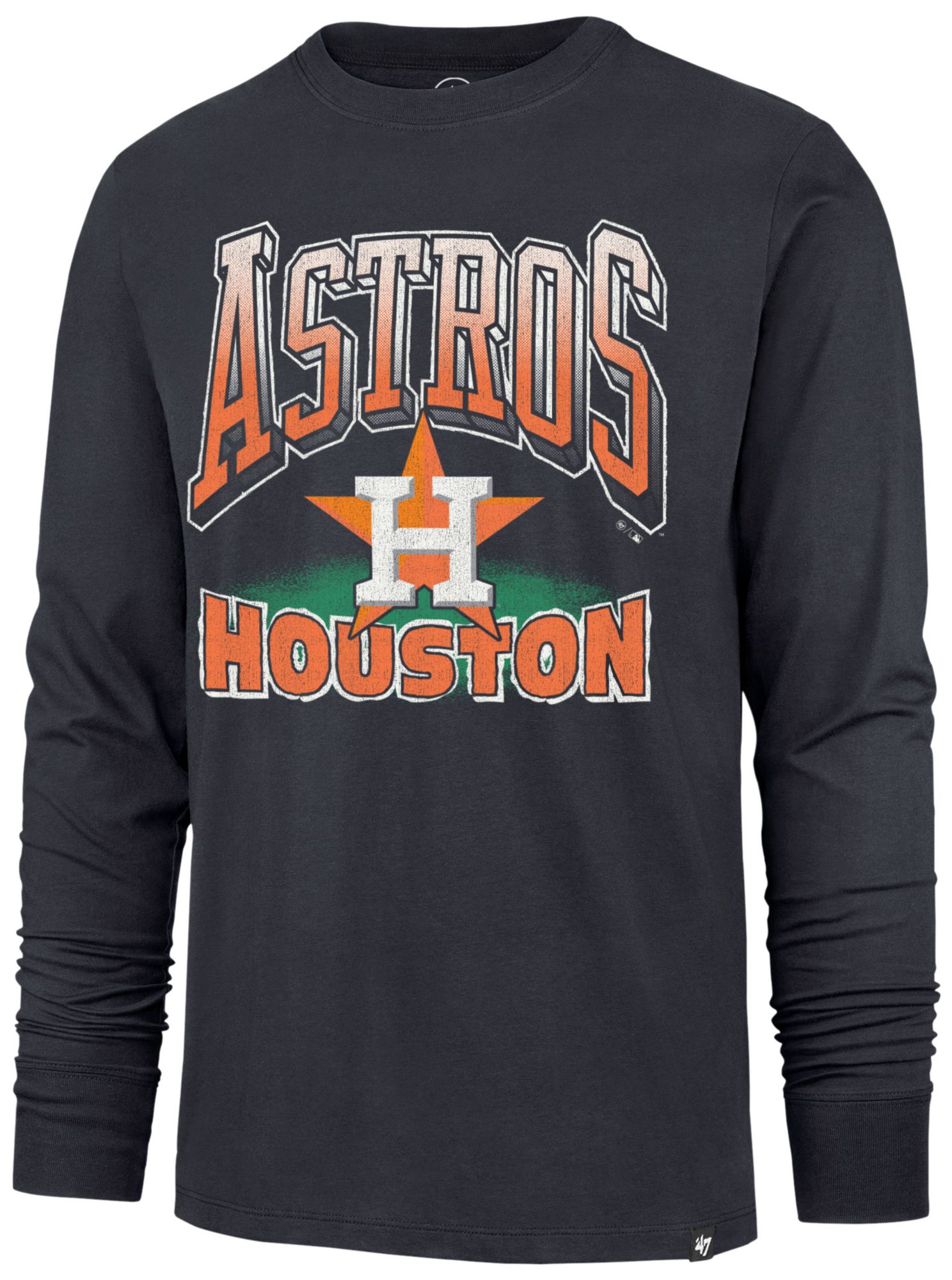 '47 Adult Houston Astros Atlas Blue Franklin Alternate Worn Arch Long Sleeve Shirt