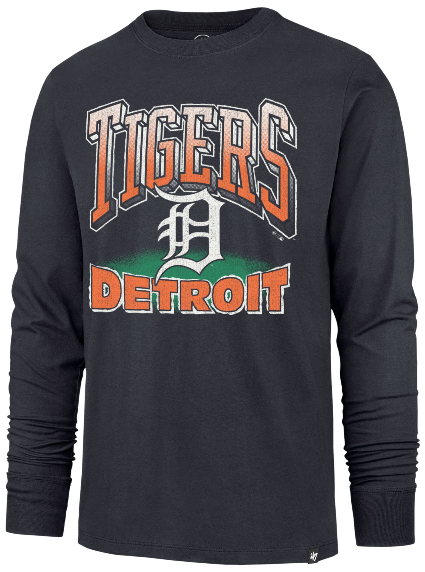 '47 Adult Detroit Tigers Atlas Blue Franklin Alternate Worn Arch Long Sleeve Shirt