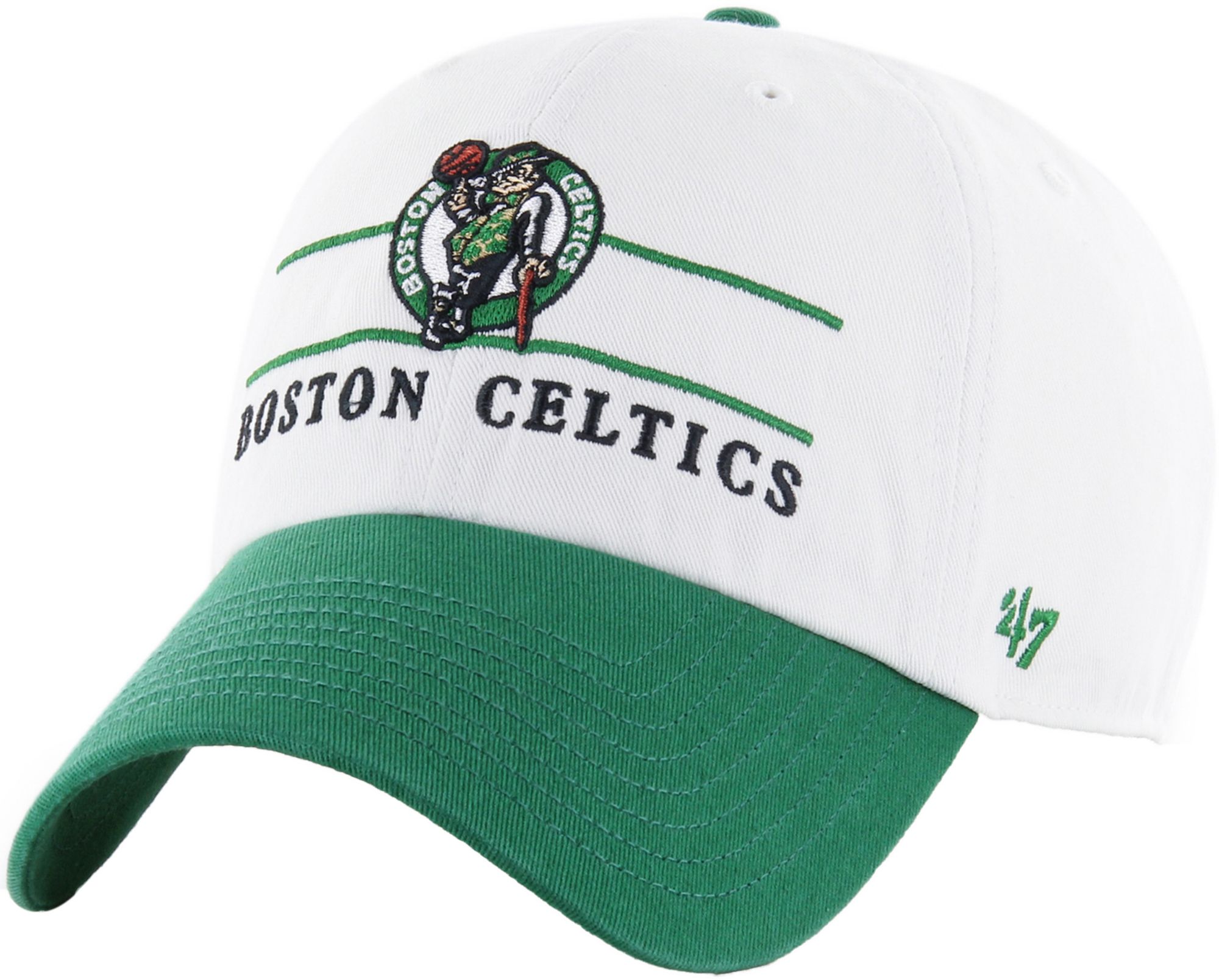 '47 Adult Boston Celtics White Double Header Clean Up Adjustable Hat