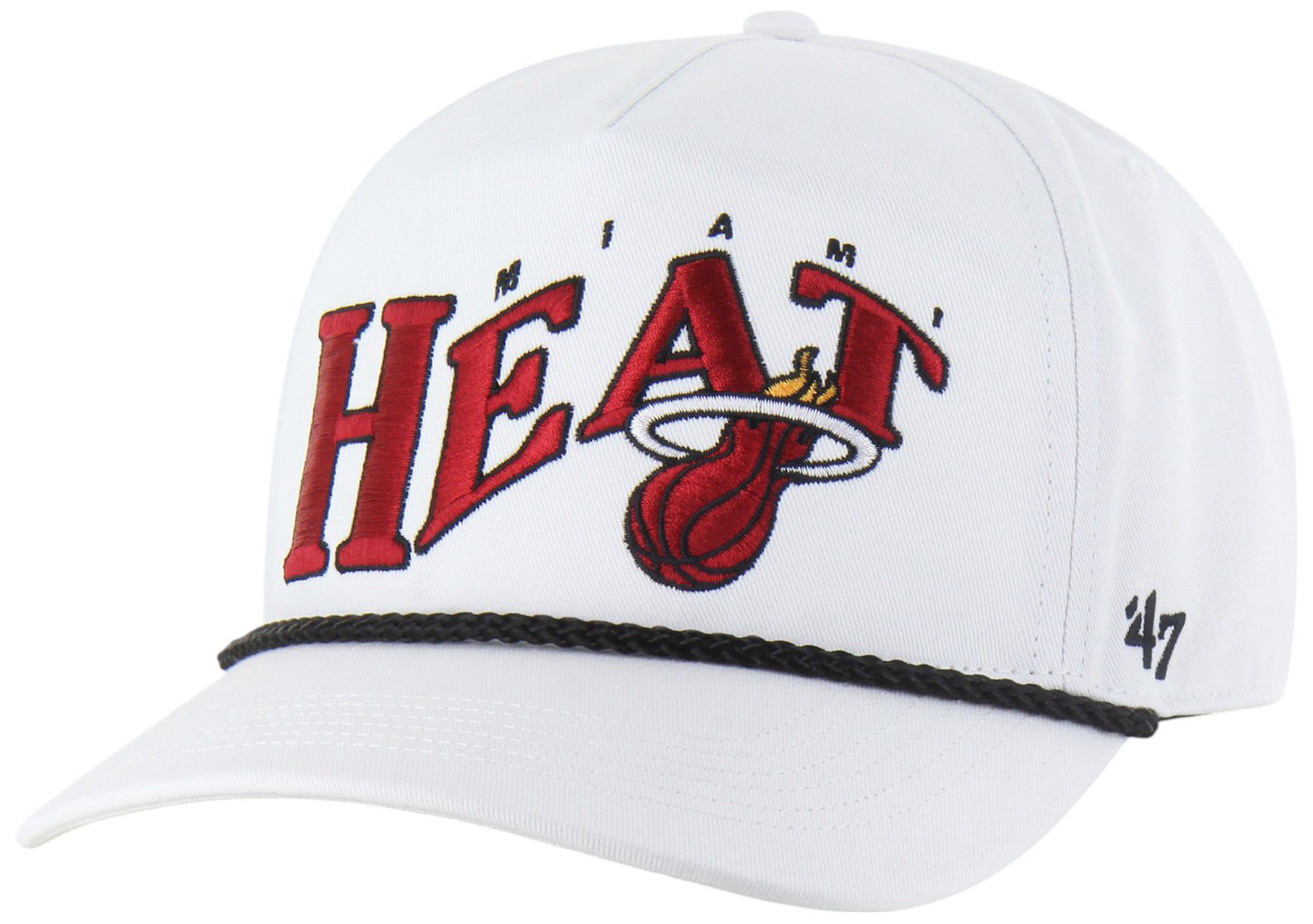 '47 Adult Miami Heat White Graphic Wave Hitch Adjustable Hat