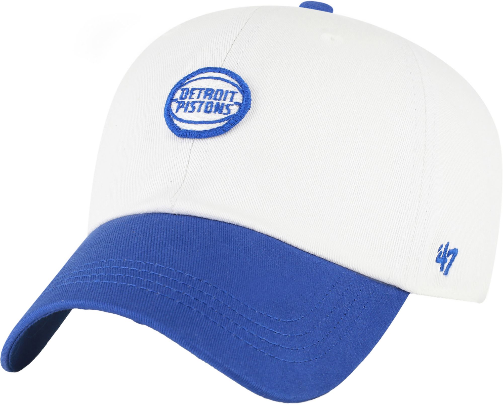 '47 Adult Detroit Pistons Off White Two Tone Contemporary Clean Up Adjustable Hat