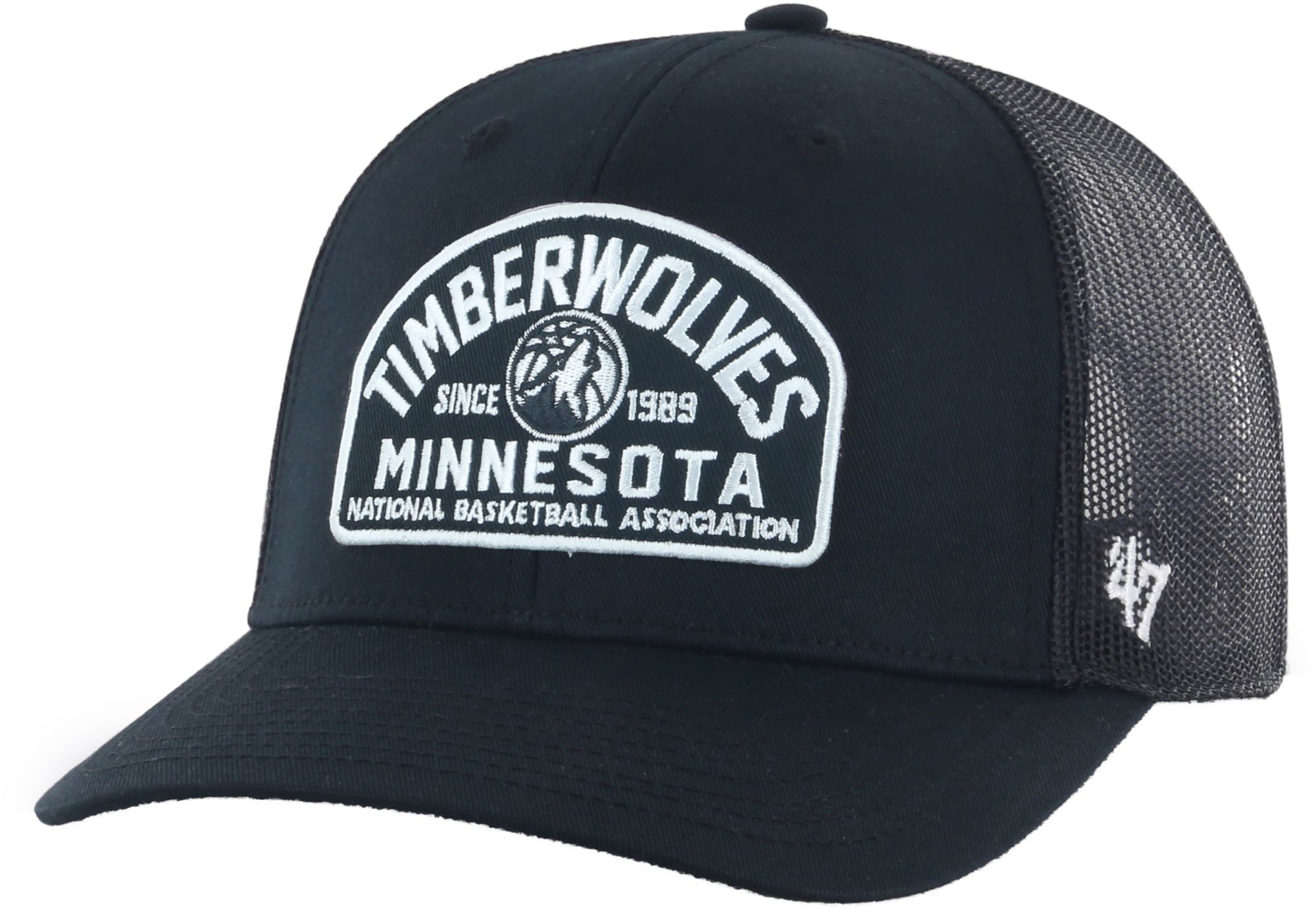 '47 Adult Minnesota Timberwolves Black and White Leland Trucker