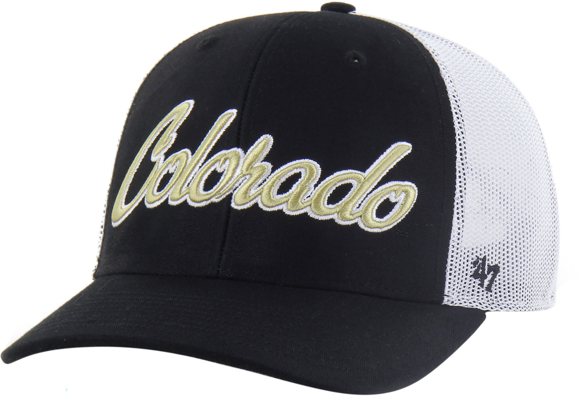 '47 Adult Colorado Buffaloes Black Overhand Adjustable Trucker Hat