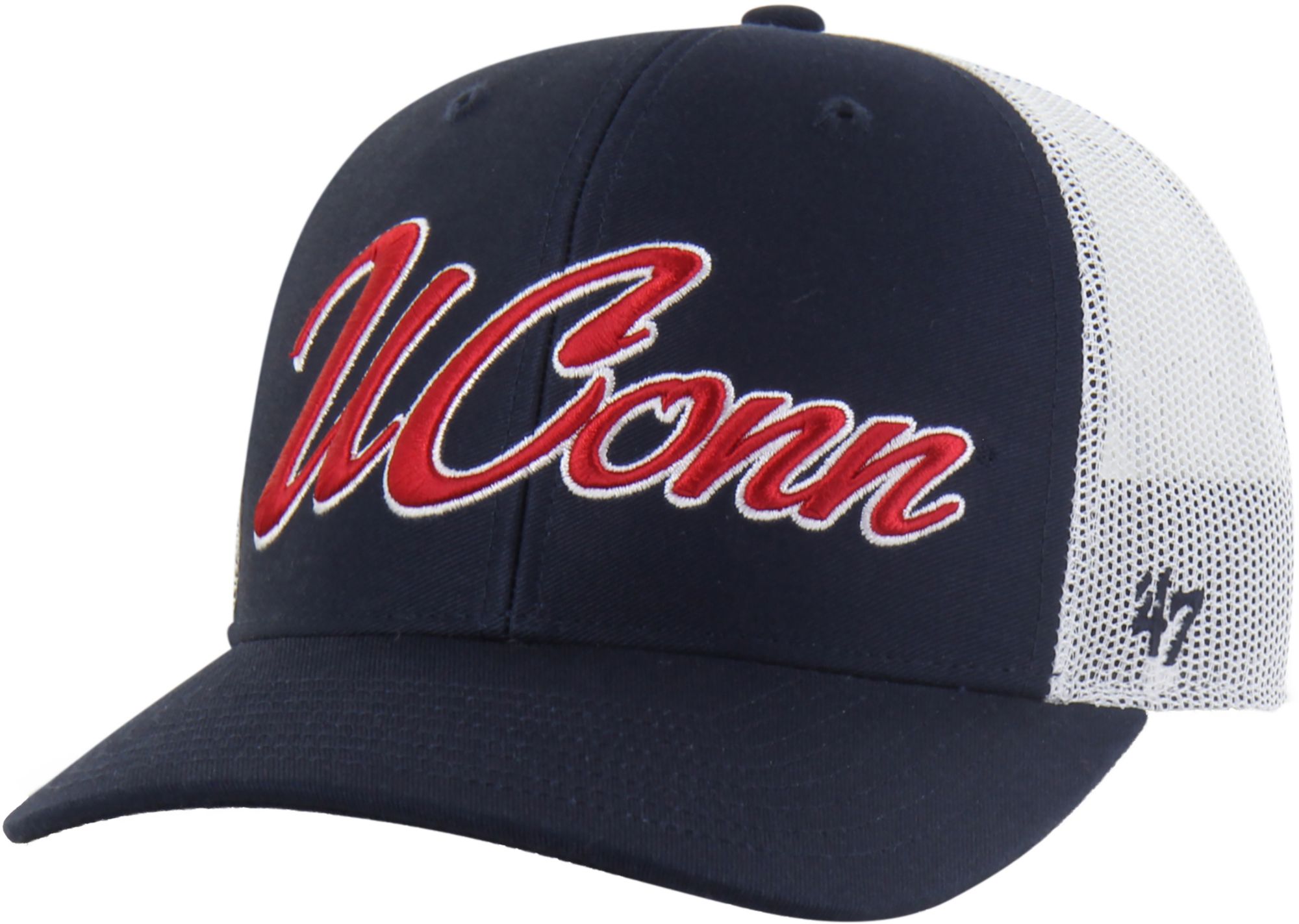 '47 Adult UConn Huskies Navy Overhand Adjustable Trucker Hat
