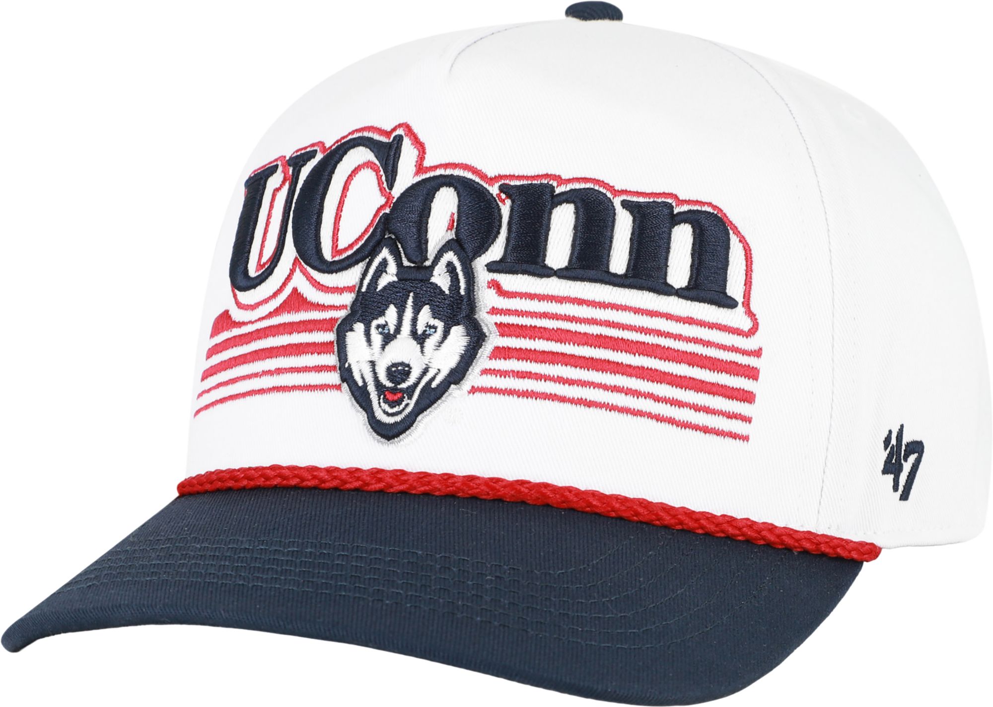 '47 Adult UConn Huskies White Script Fade Hitch Adjustable Hat