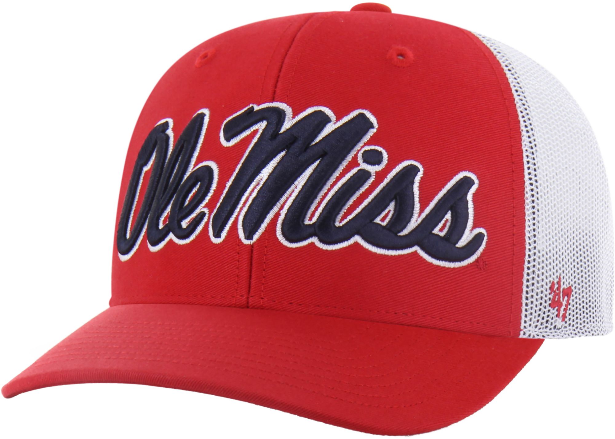 '47 Adult Ole Miss Rebels Red Overhand Adjustable Trucker Hat