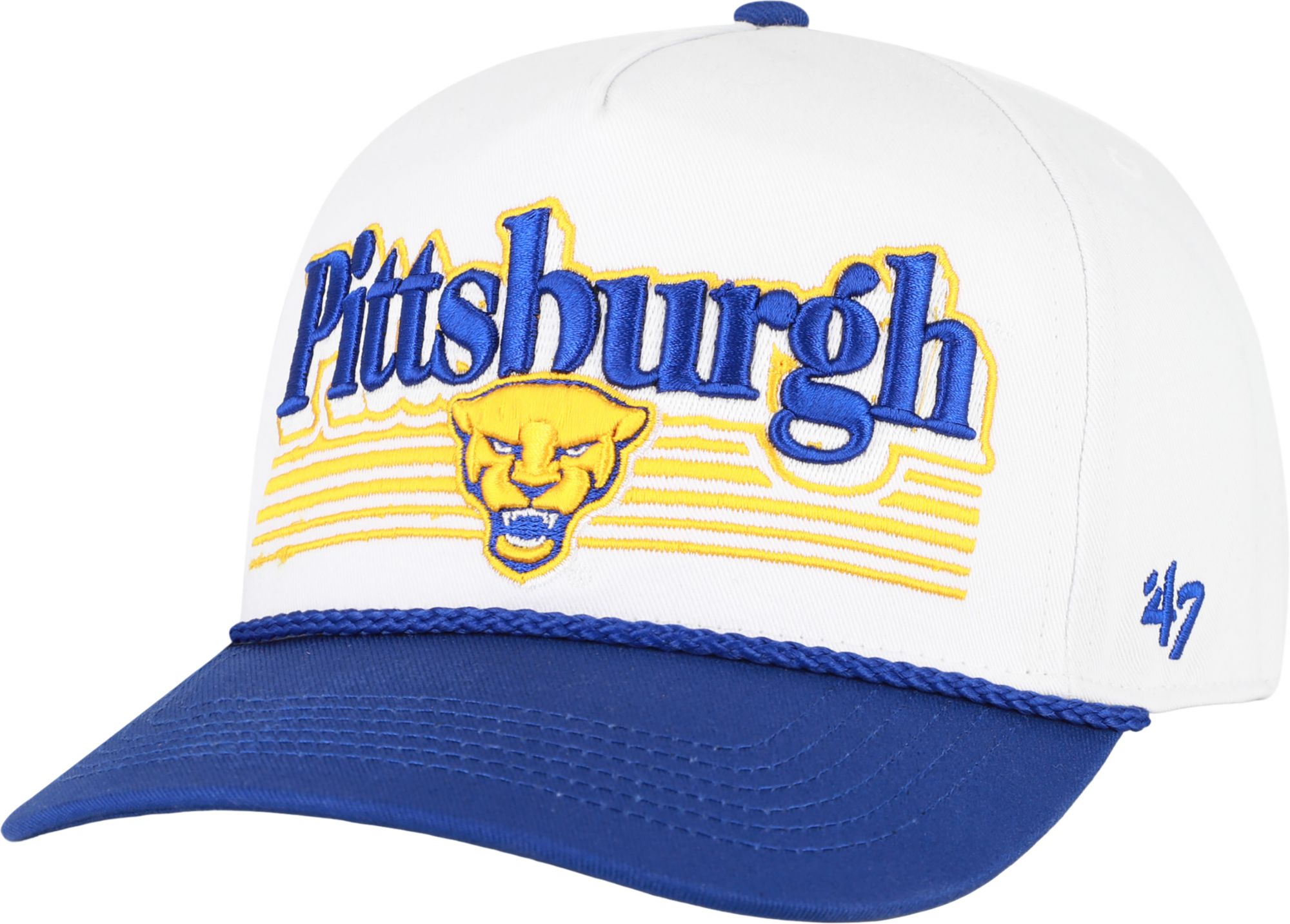'47 Adult Pitt Panthers White Script Fade Hitch Adjustable Hat