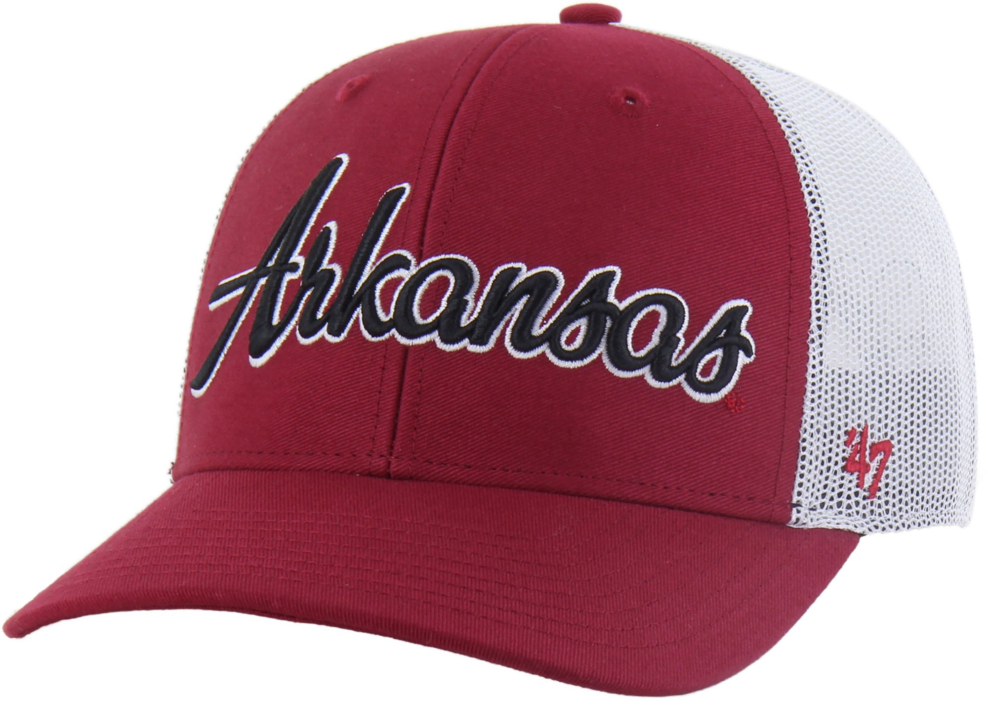 '47 Adult Arkansas Razorbacks Dark Red Overhand Adjustable Trucker Hat