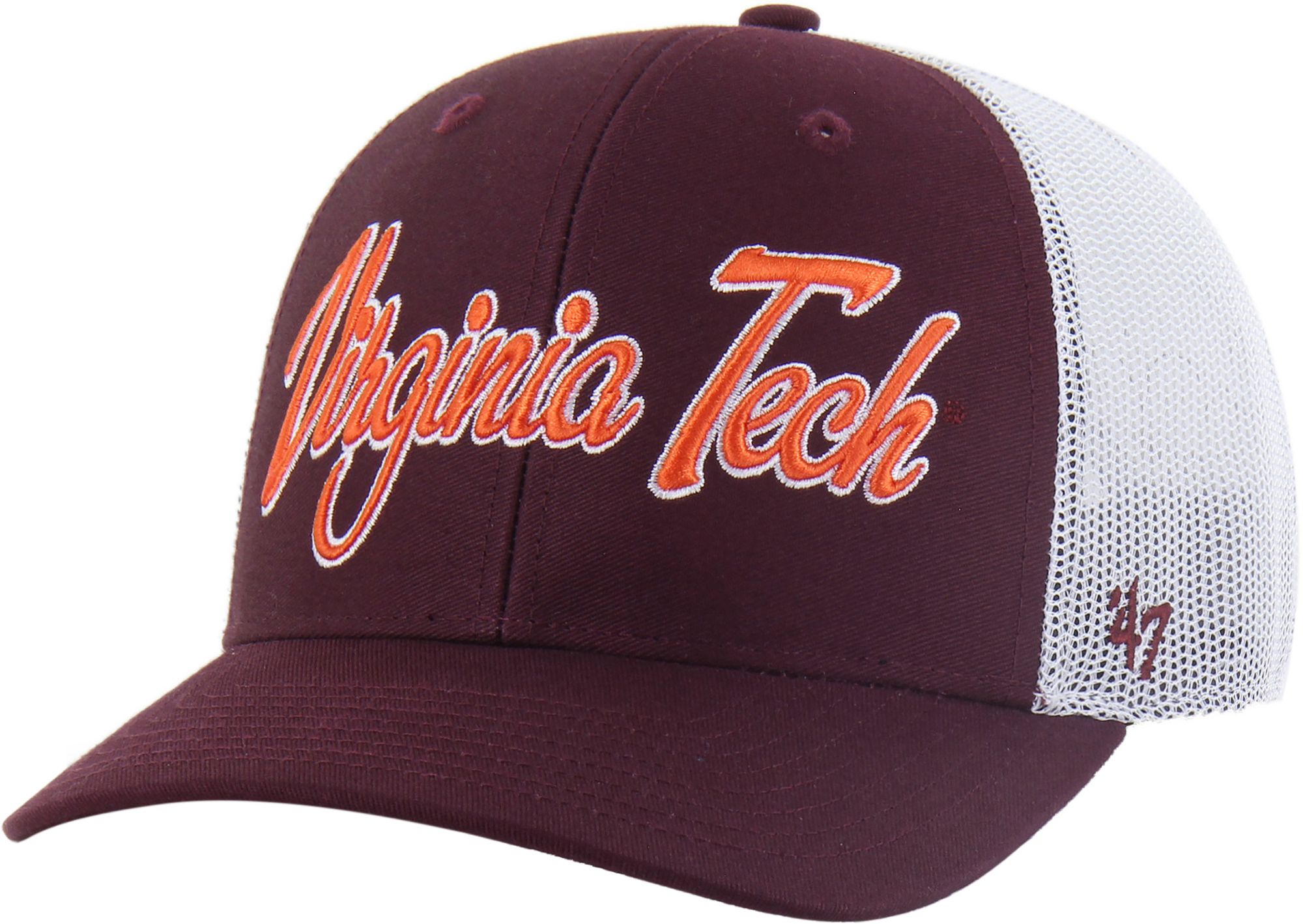 '47 Adult Virginia Tech Hokies Dark Maroon Overhand Adjustable Trucker Hat