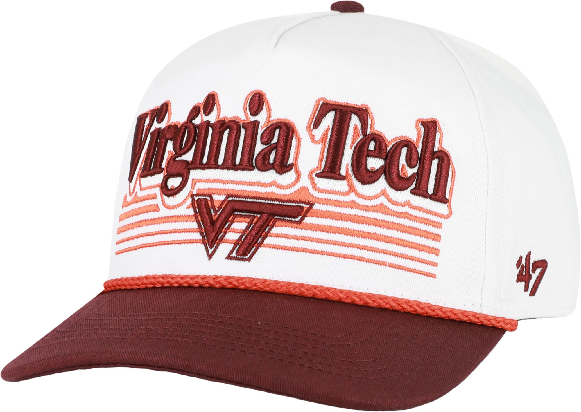 '47 Adult Virginia Tech Hokies White Script Fade Hitch Adjustable Hat
