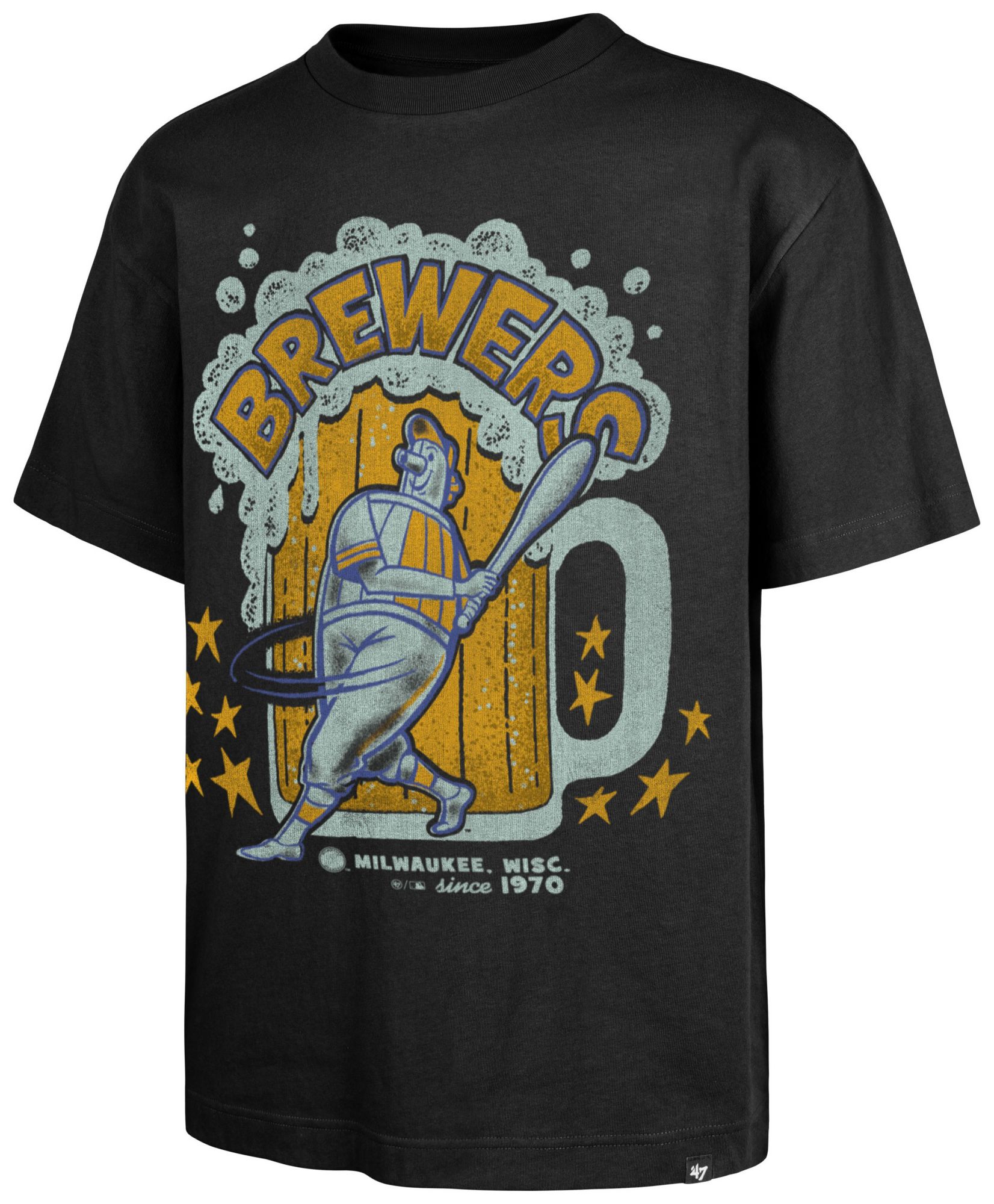'47 Men's Milwaukee Brewers Black Sigma Foundation T-Shirt